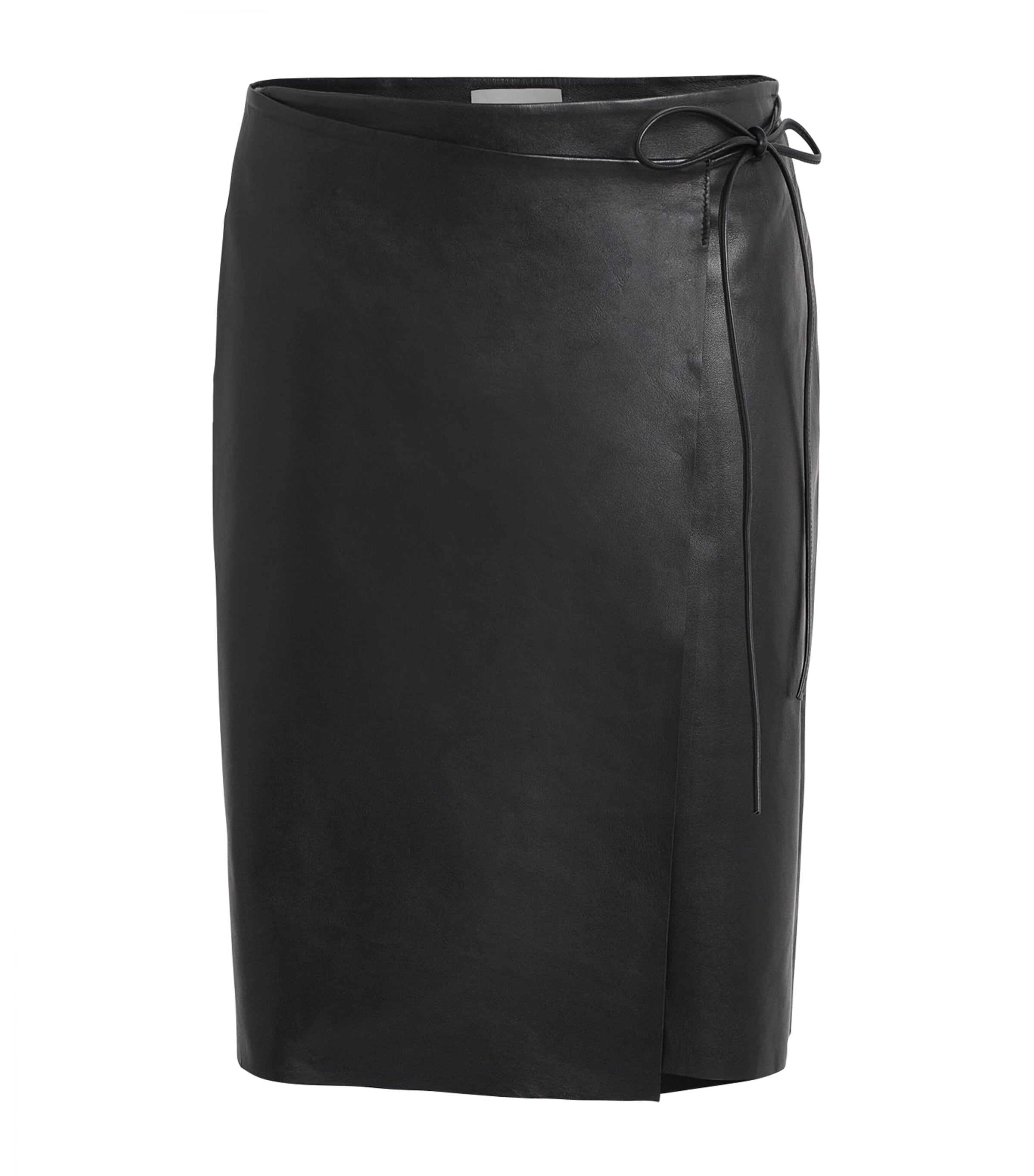 St. Agni Womens Leather Everyday Wrap Midi Skirt Black