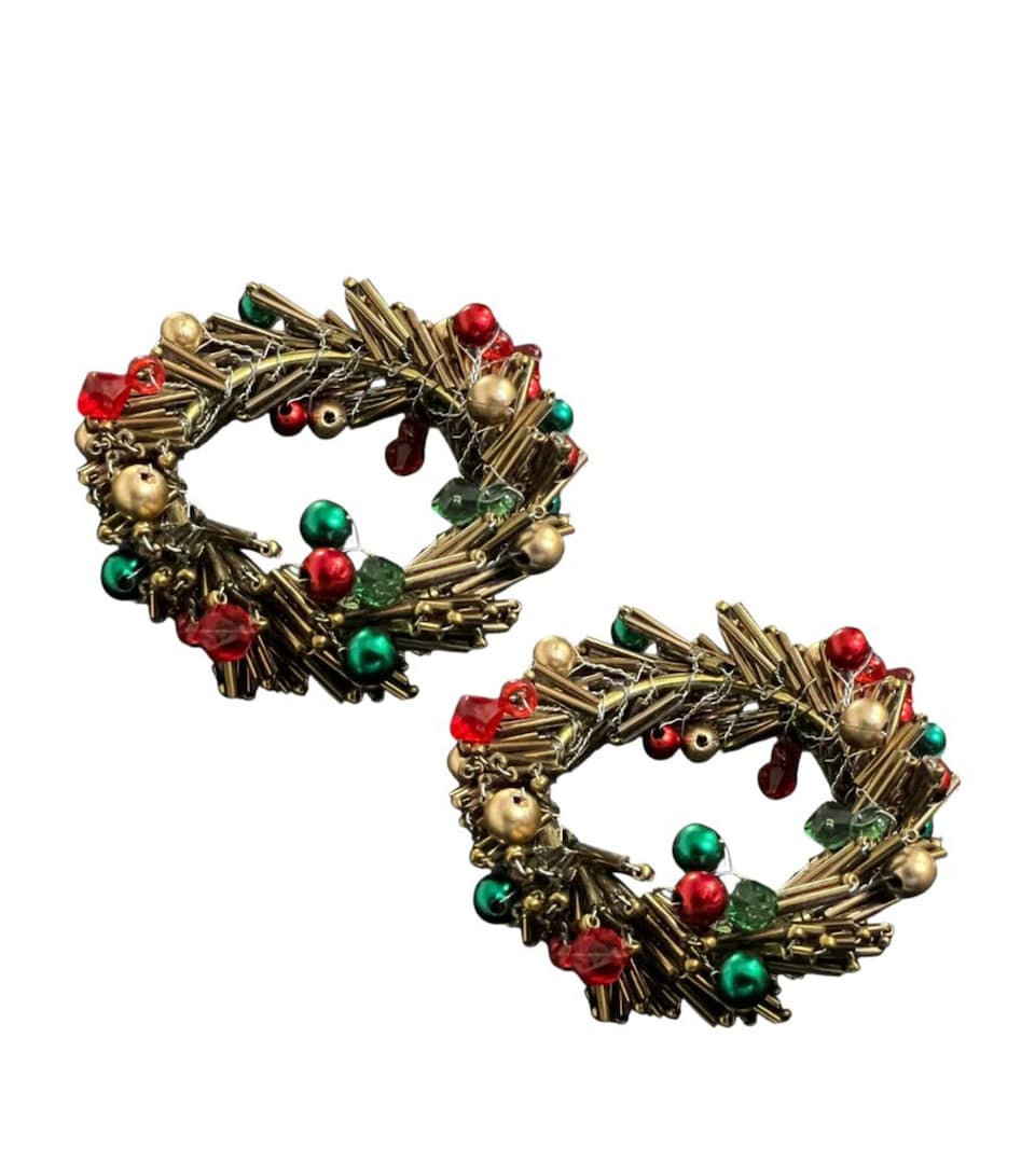 Beaded Christmas Napkin Rings (Set of 2)