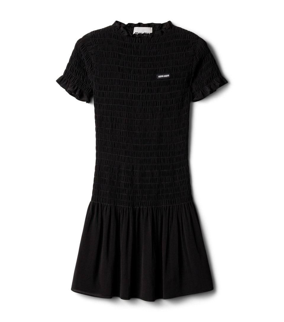 Miu Miu Womens Georgette Shirred Mini Dress