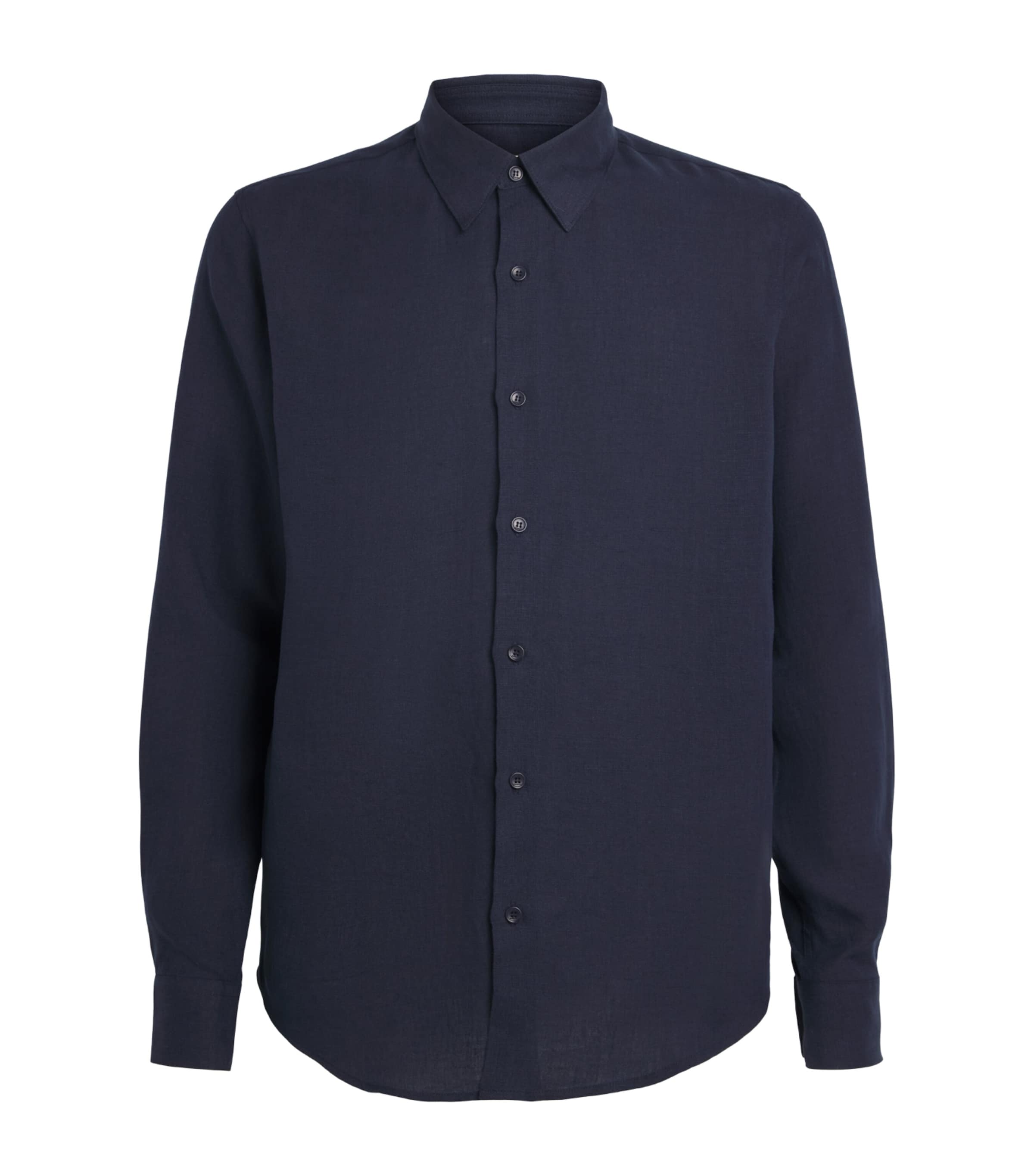 Sandro Paris Mens Linen Shirt Navy Blue