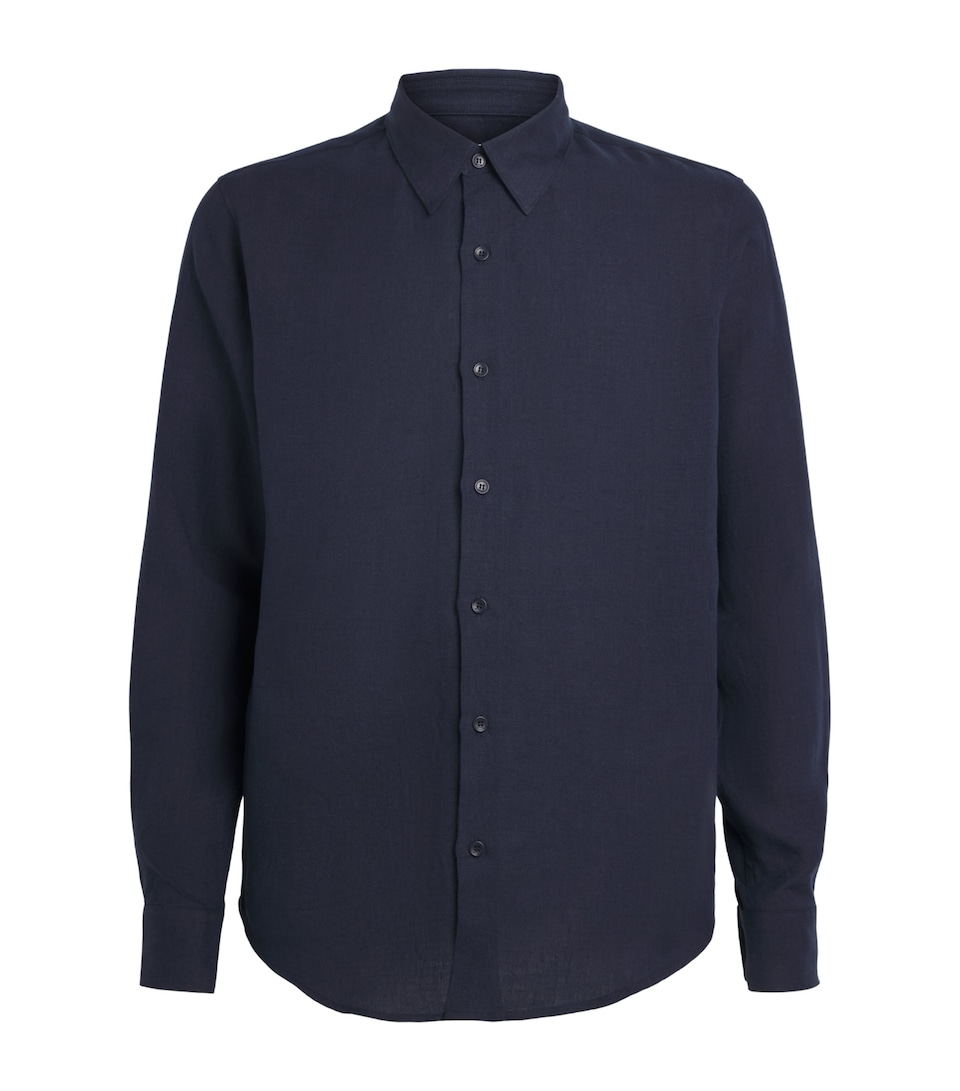 Sandro Paris Mens Linen Shirt Navy Blue