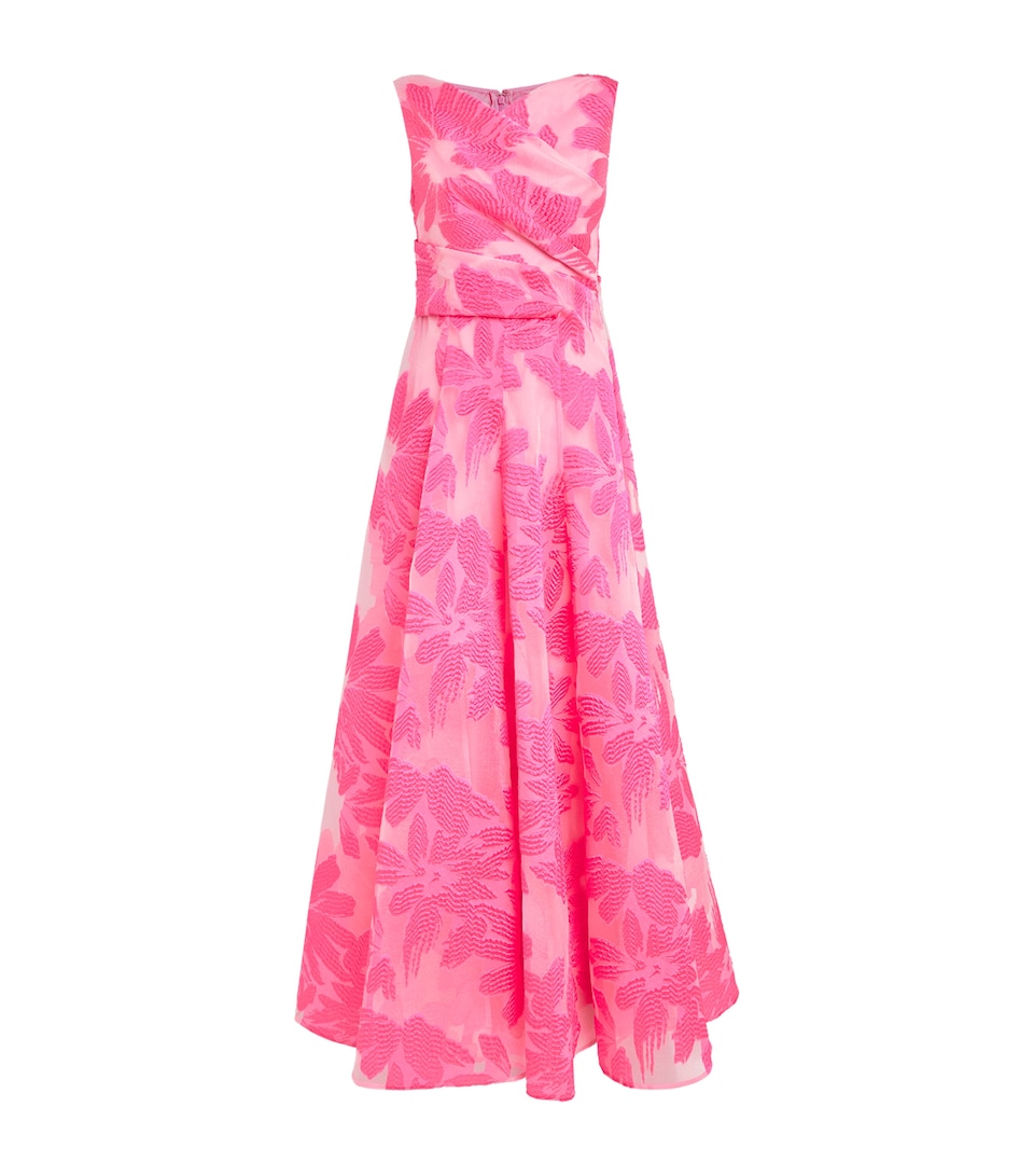 Talbot Runhof Womens Fil Coupé Draped Gown Azalea