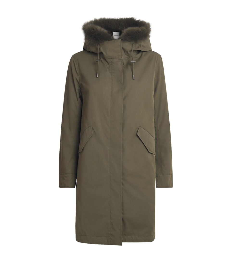 Yves Salomon Womens Down Fur-Trim Technical Parka Coat