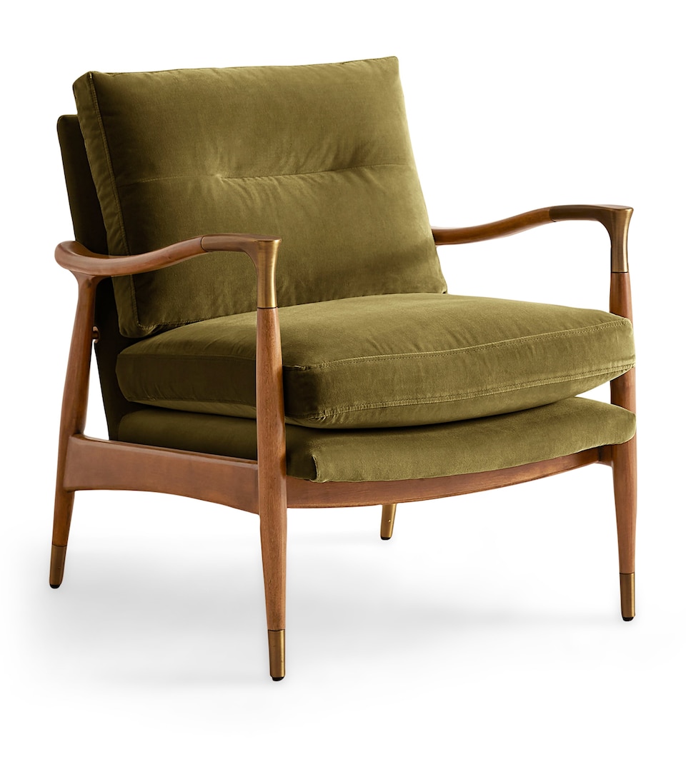 Soho Home Velvet Theodore Armchair Olive