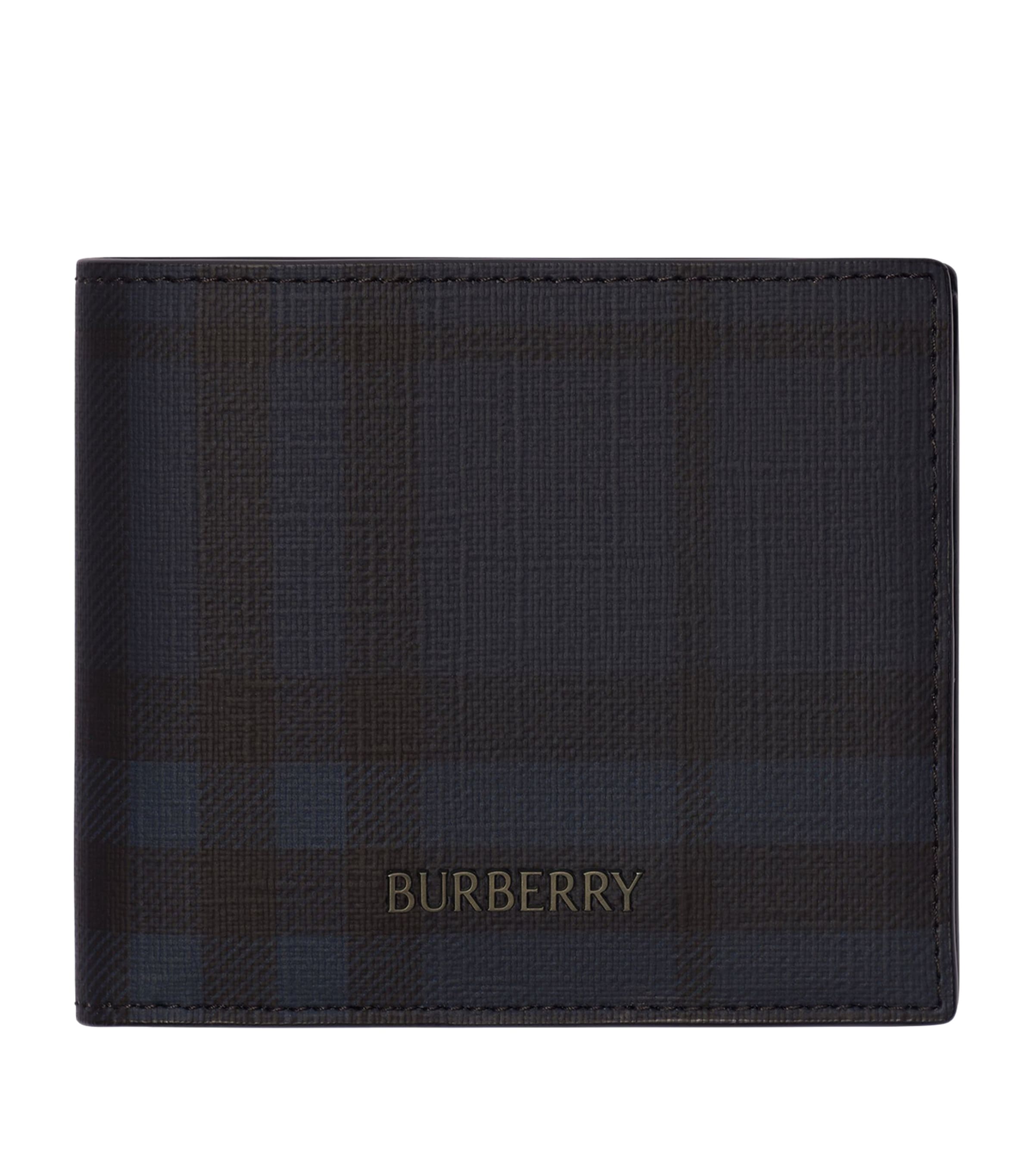 Burberry City Check Bifold Coin Wallet Navy