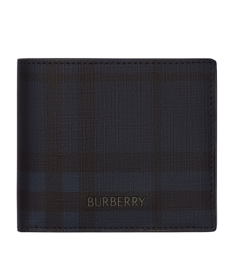 Burberry City Check Bifold Coin Wallet Navy