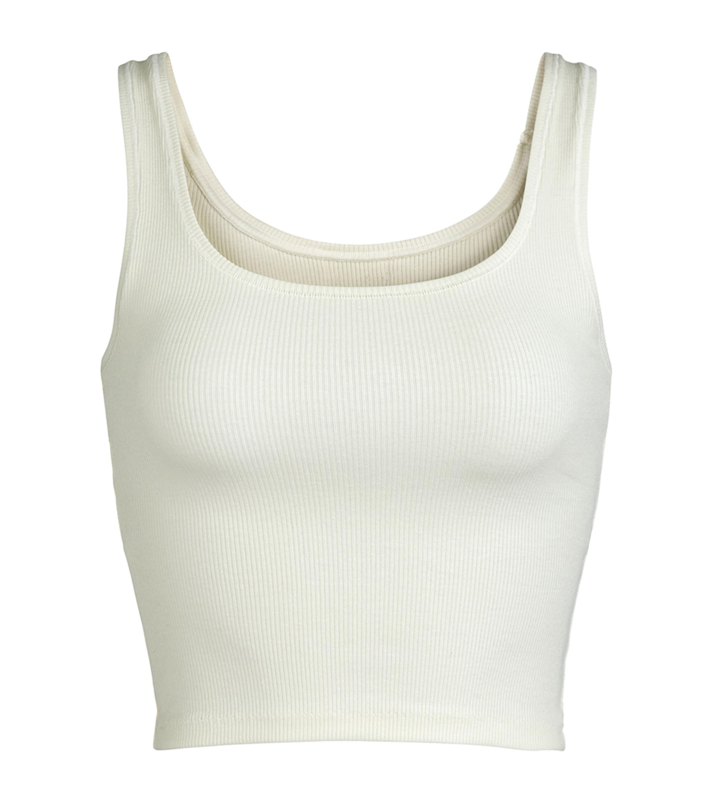 Skims Womens Cotton Ribbed Cropped Tank Top Bone