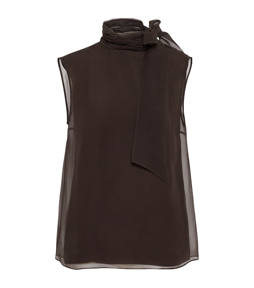 Silk Pussybow Sleeveless Top