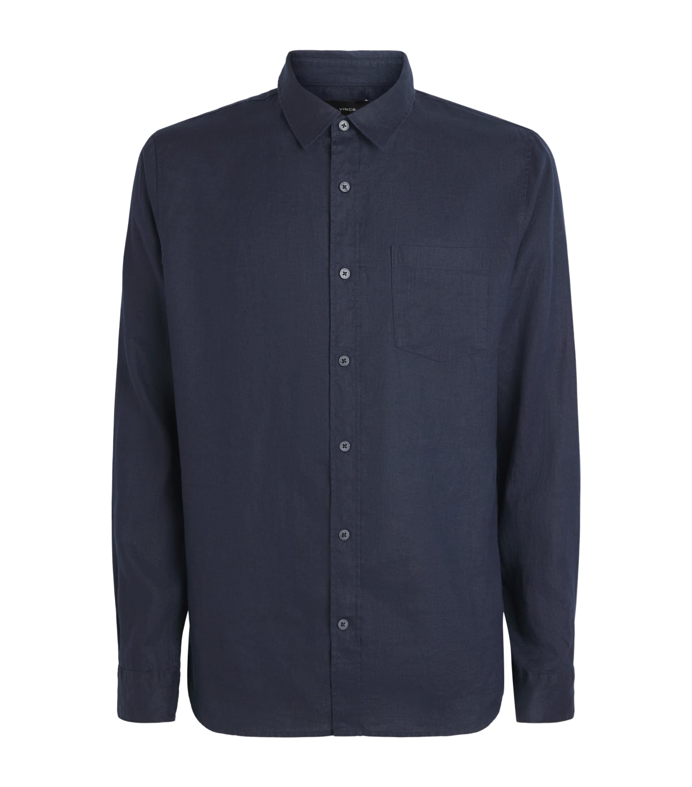 Vince Mens Linen Patch Pocket Shirt Coastal