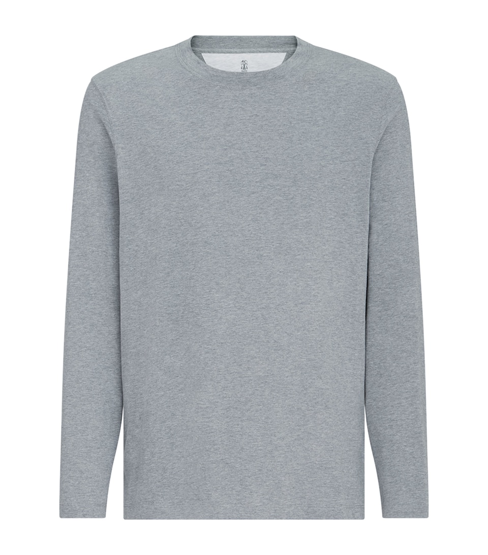 Brunello Cucinelli Mens Cotton Long-Sleeve T-Shirt Grey