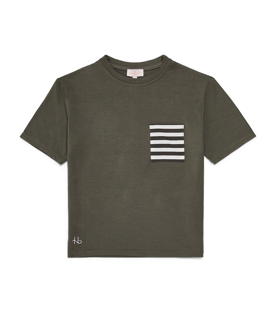 Homebody Kids Stripe-Pocket Pyjama Top (4-16 Years) Charred Green