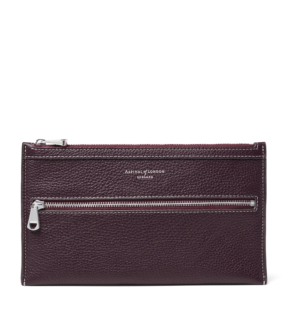 Aspinal Of London Grained Leather Hudson Travel Pouch Wine