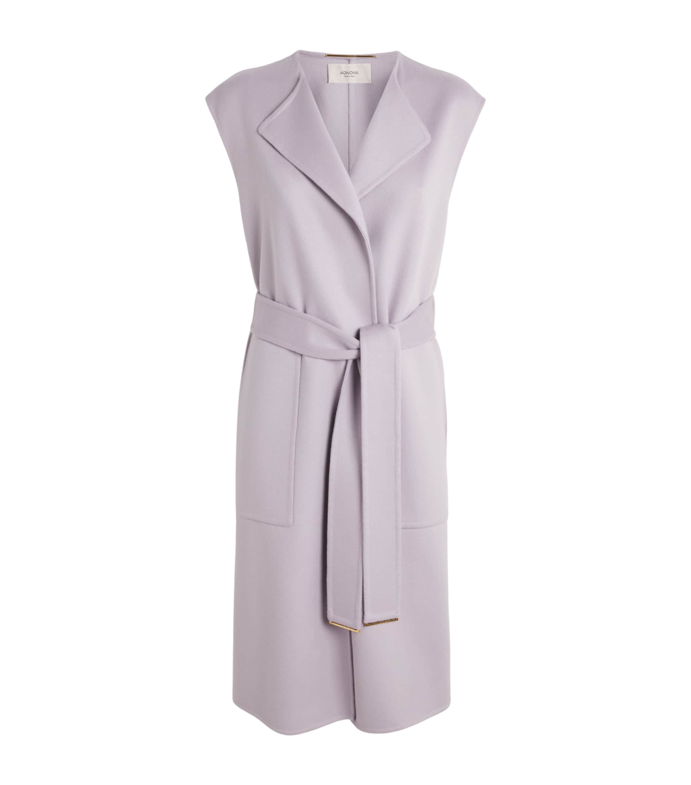 Agnona Womens Cashmere Belted Coat Lilac Mauve