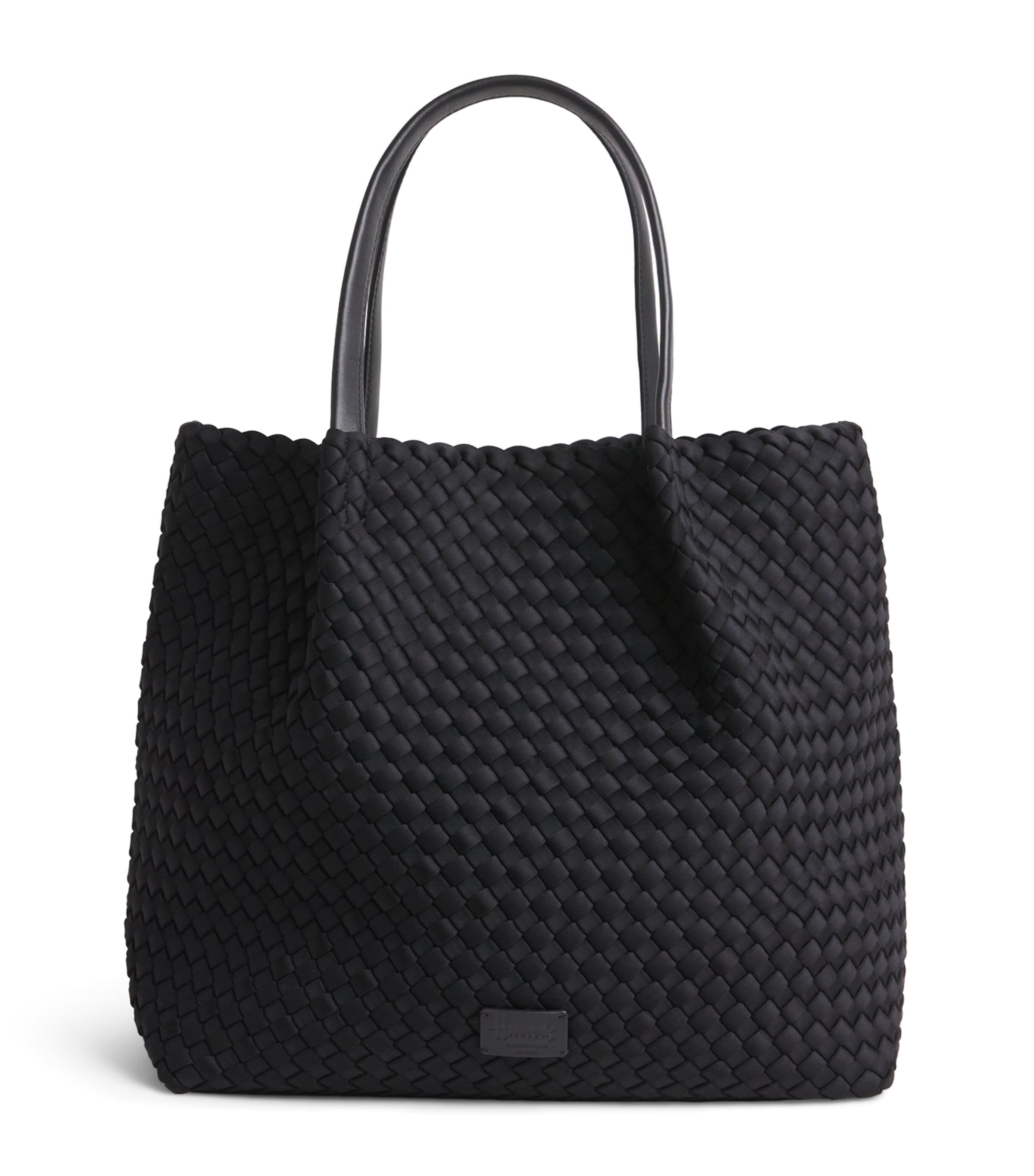 Harrods Neoprene Woven East-West Tote Bag Black
