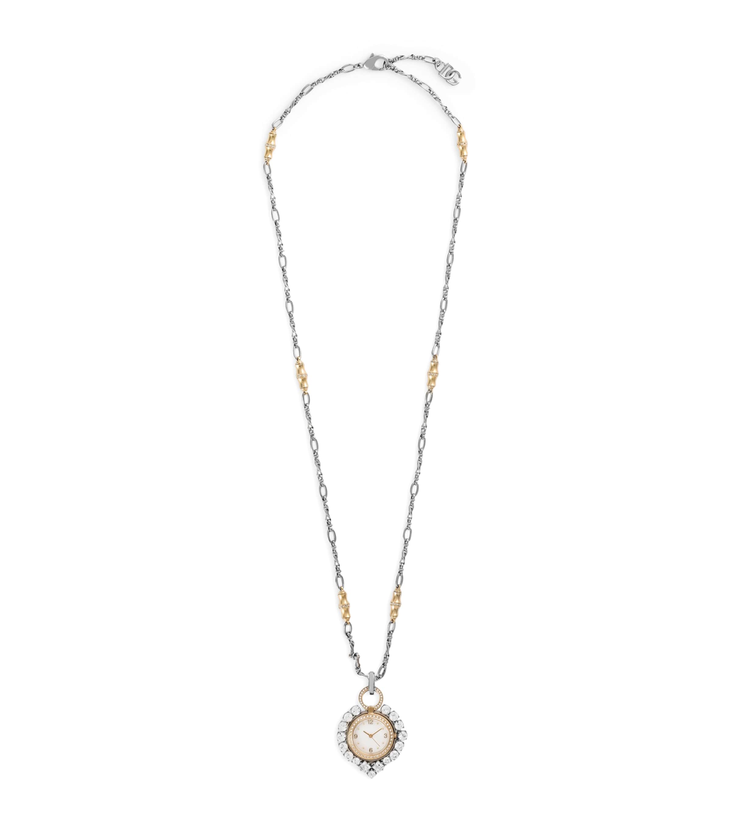 Dolce&Gabbana Crystal-Embellished Watch Necklace Two Color