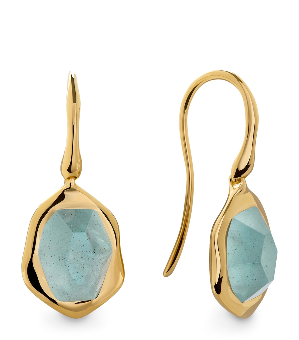 Monica Vinader Gold Vermeil and Aquamarine Odyssey Earrings Gold Vermeil