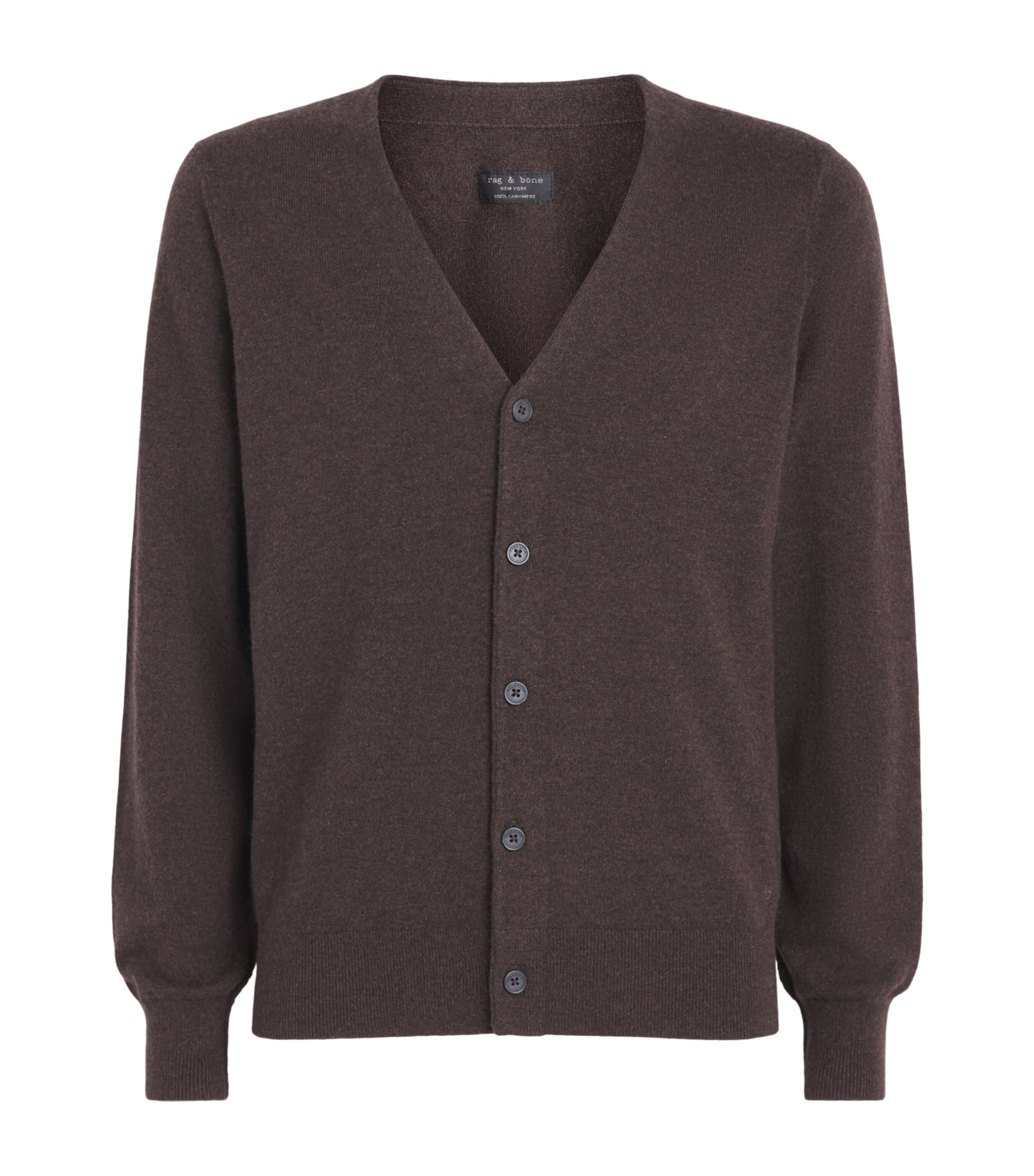 Rag & Bone Mens Cashmere Vernon V-Neck Cardigan Dkbrn