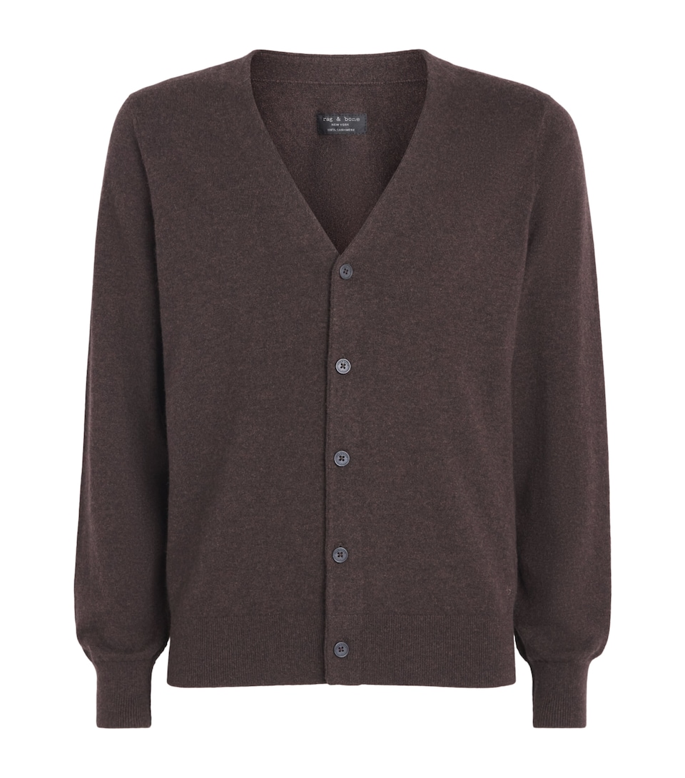 Rag & Bone Mens Cashmere Vernon V-Neck Cardigan Dkbrn