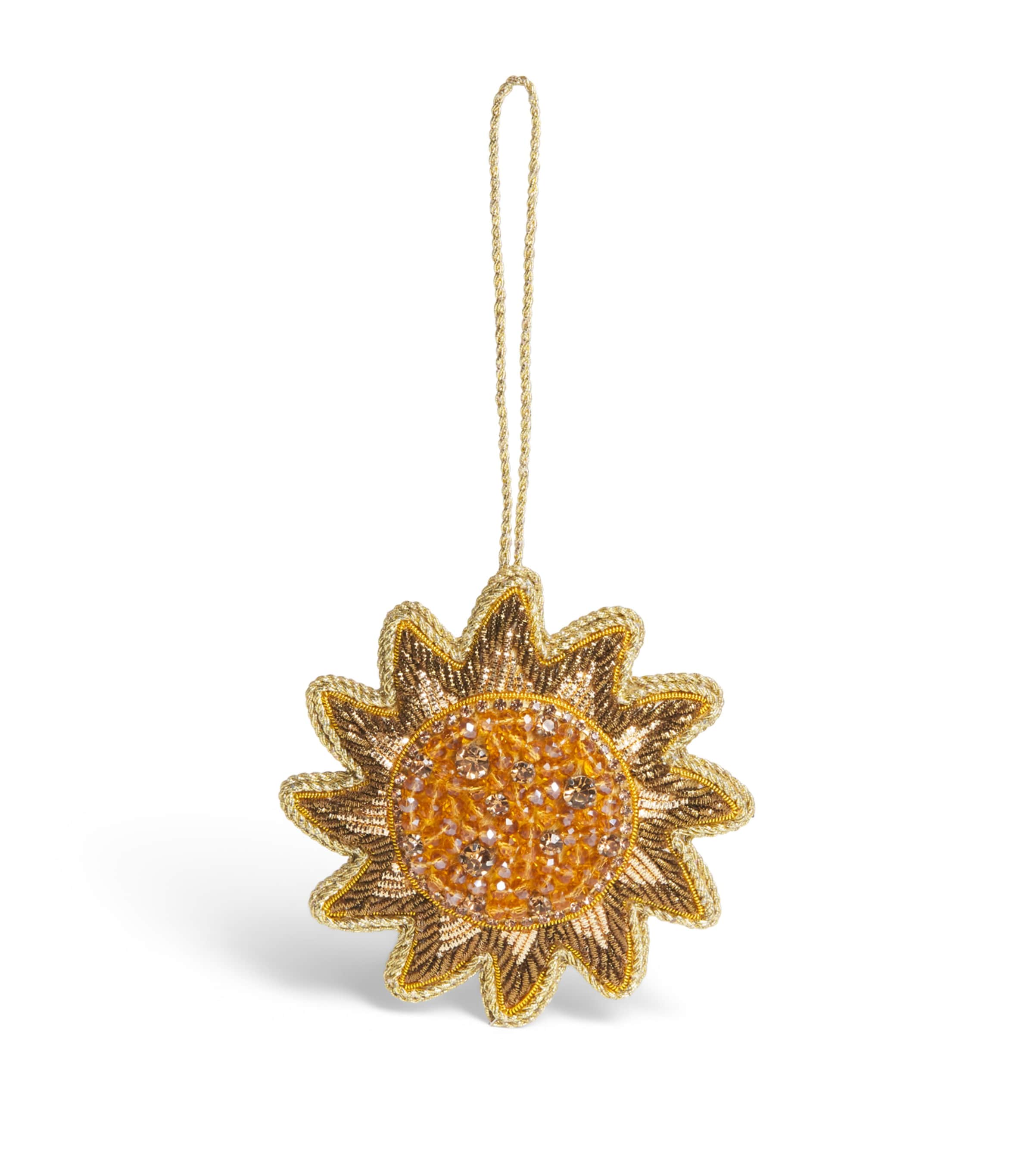 Tinker Tailor Beaded Sunburst Tree Decoration Old Gold