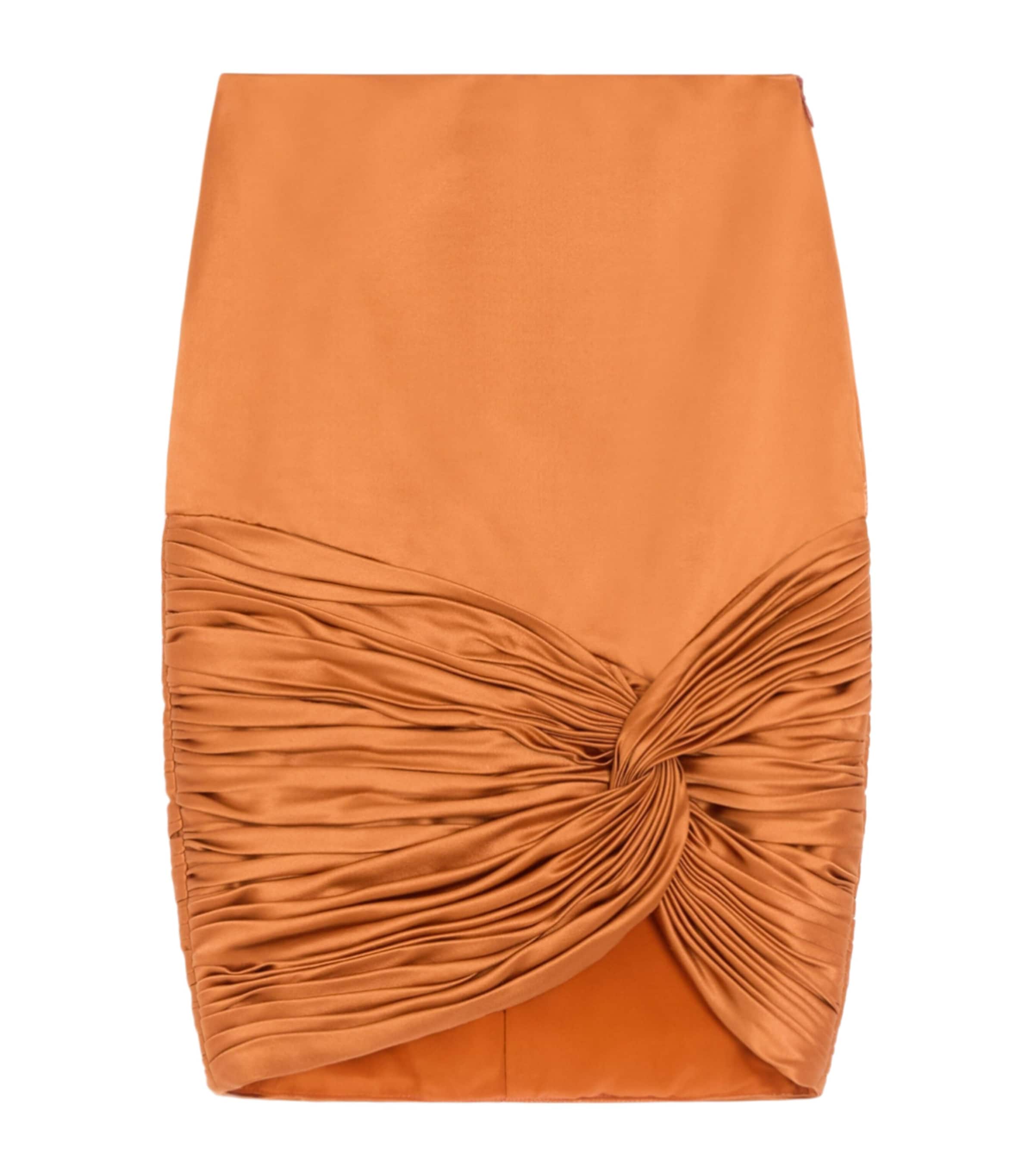 Valentino Womens Satin Draped Plissé Mini Skirt Bar