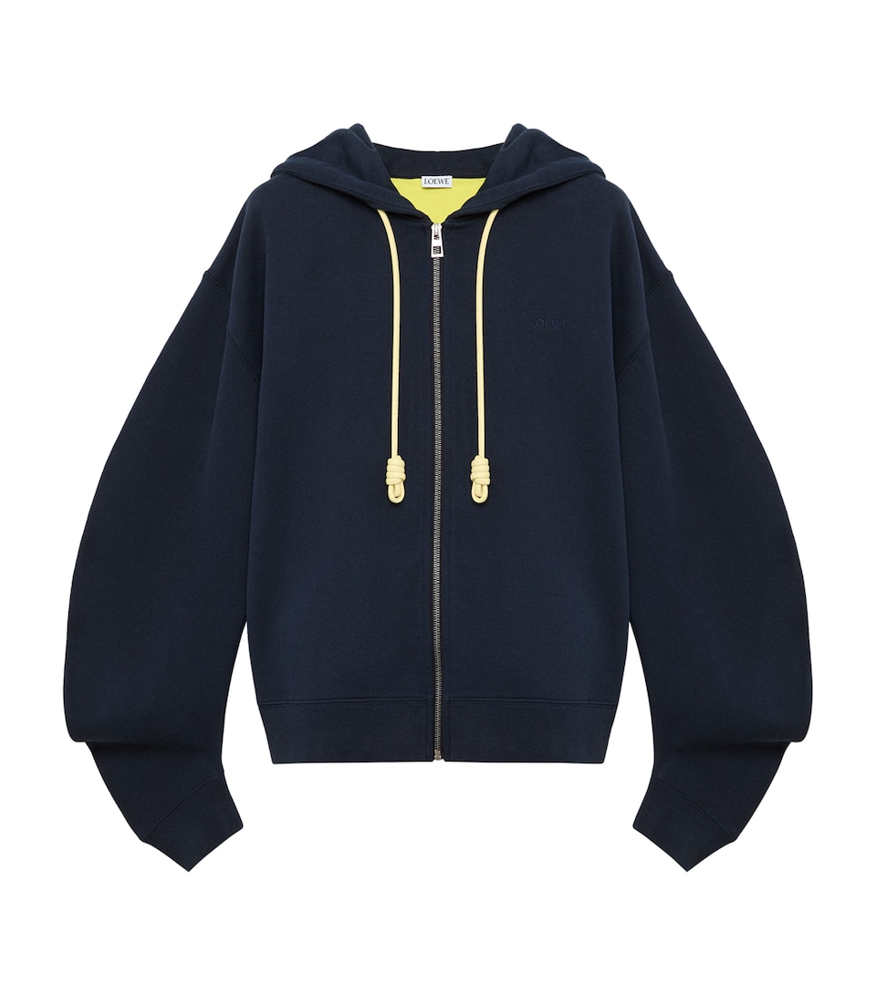 LOEWE Womens Flamenco Zip-Up Hoodie Navy Blue