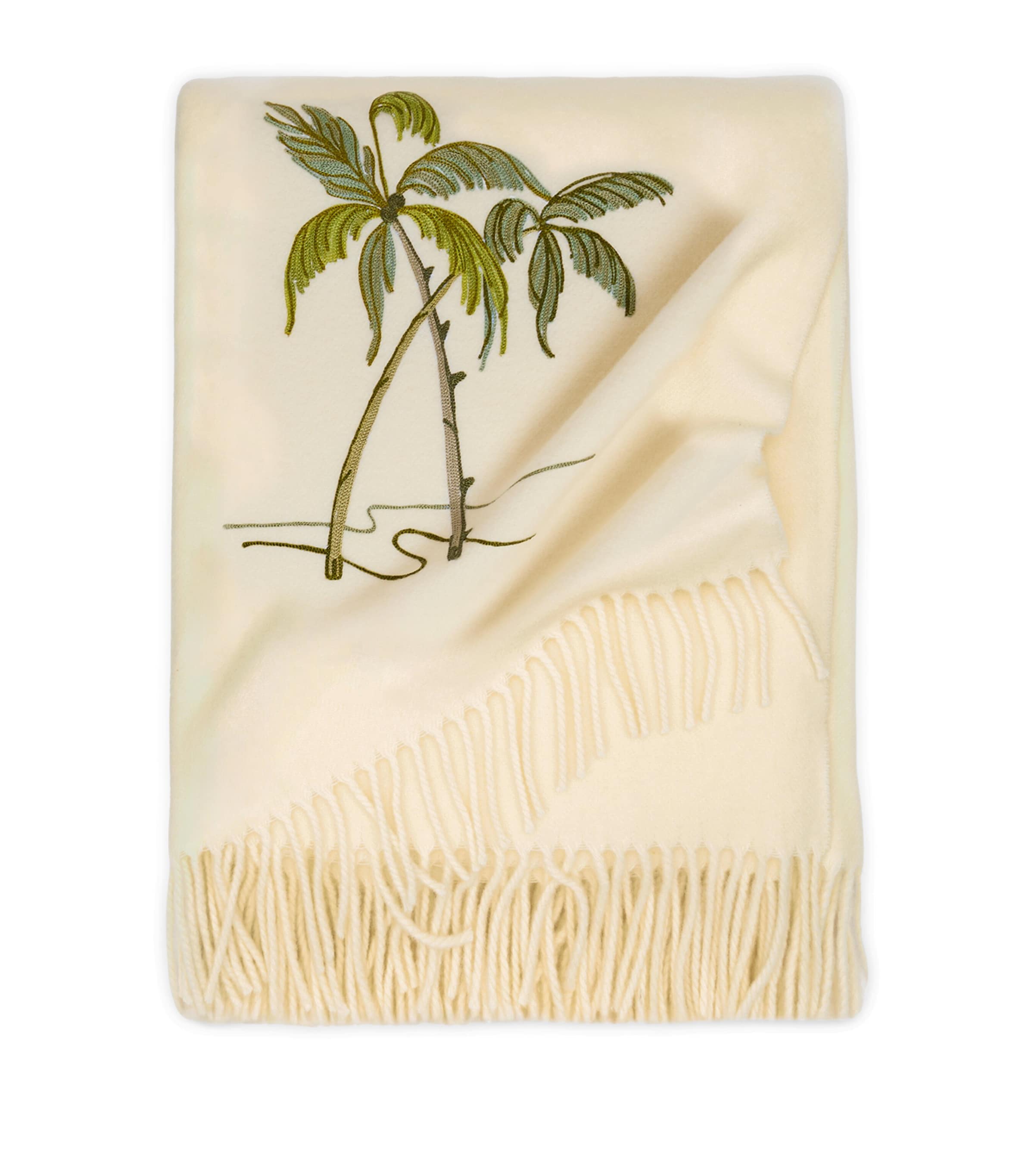Loretta Caponi Wool Garden of Eden Throw (174cm x 135cm) Cream