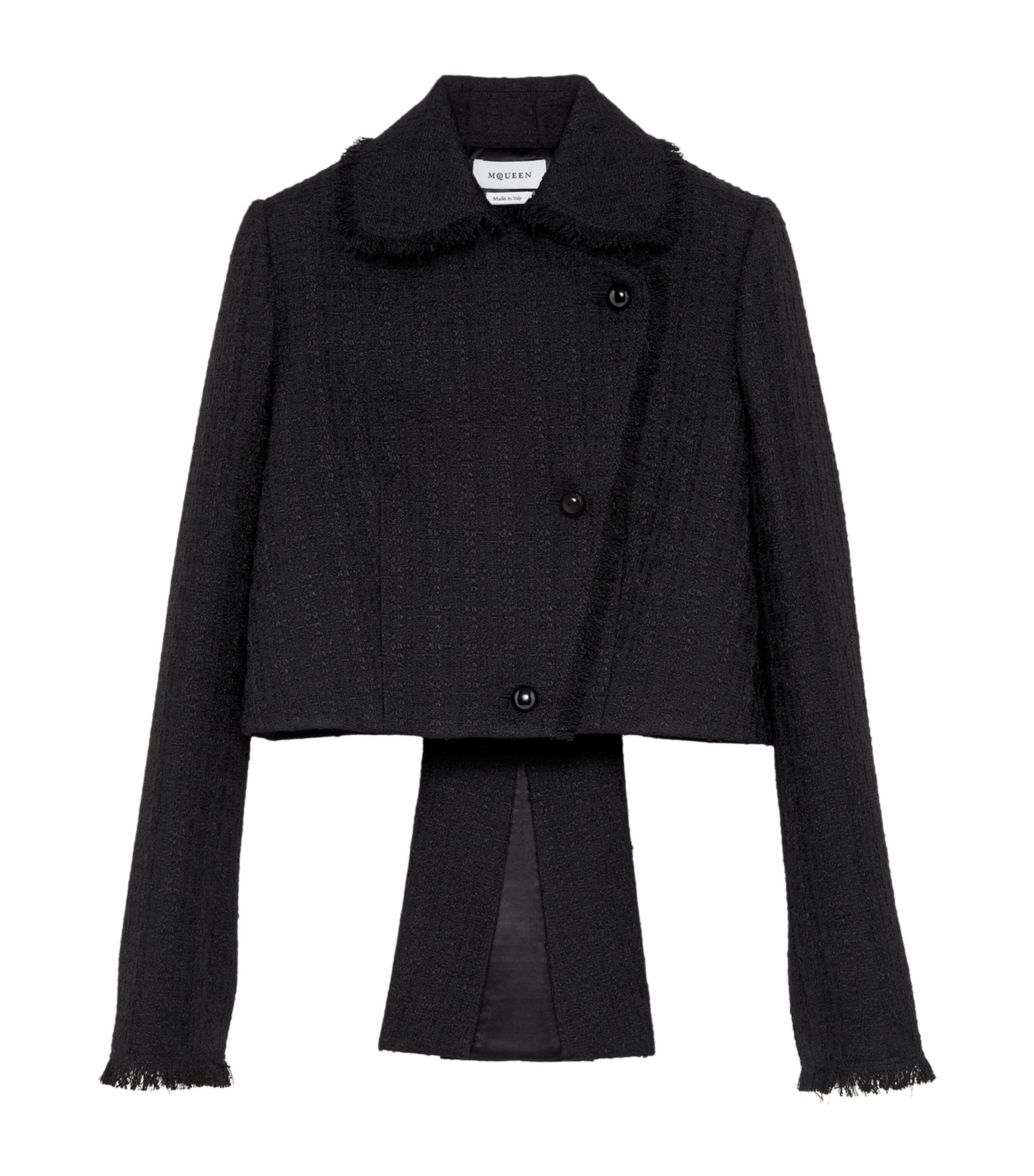 McQueen Womens Wool-Blend Tweed Jacket