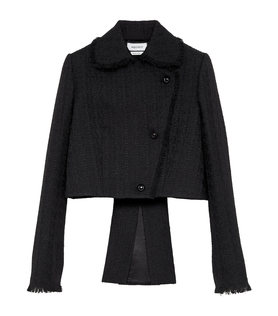 McQueen Womens Wool-Blend Tweed Jacket