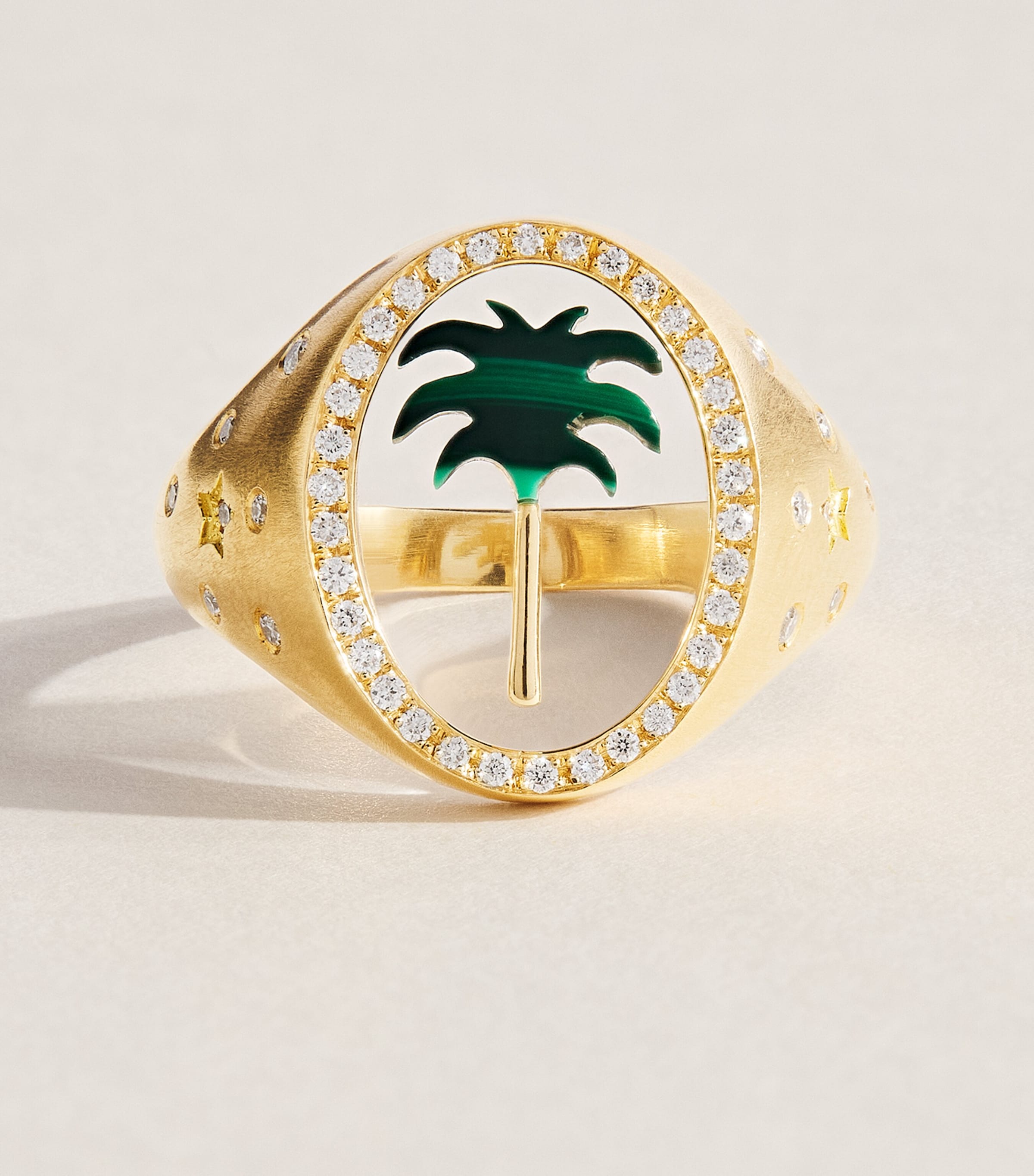 L'ATELIER NAWBAR Yellow Gold and Diamond Tableau Palm Tree Ring Yellow Gold