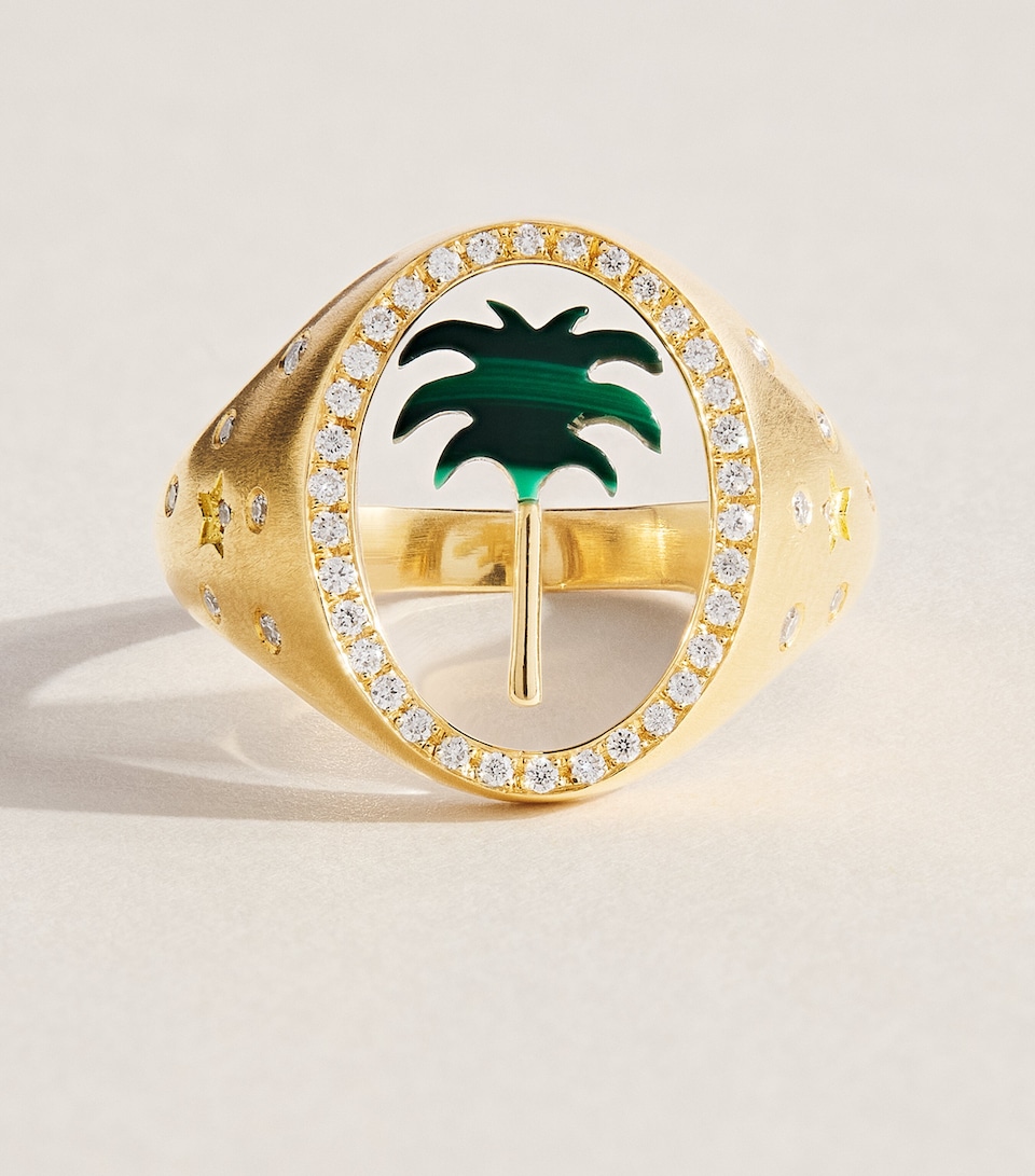 L'ATELIER NAWBAR Yellow Gold and Diamond Tableau Palm Tree Ring Yellow Gold