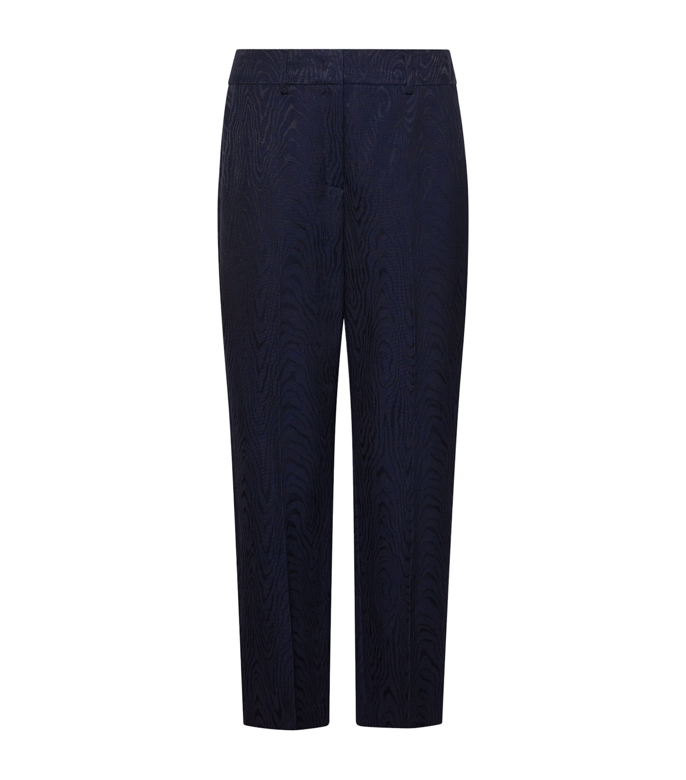 Marella Womens Moiré Straight Trousers Navy