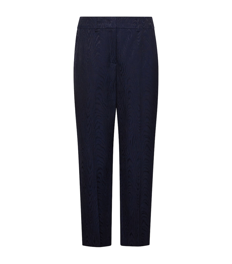 Marella Womens Moiré Straight Trousers Navy