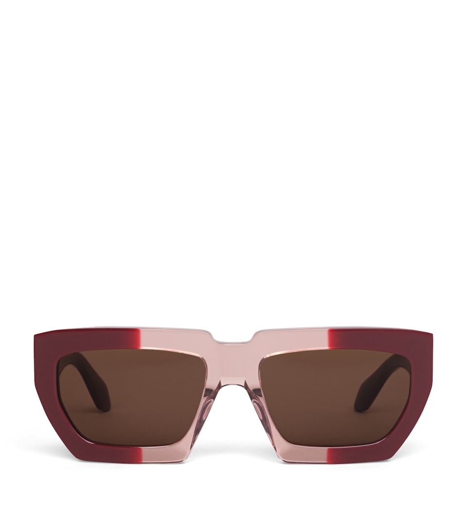 Alaïa Acetate Melted Rectangular Sunglasses Bordeaux
