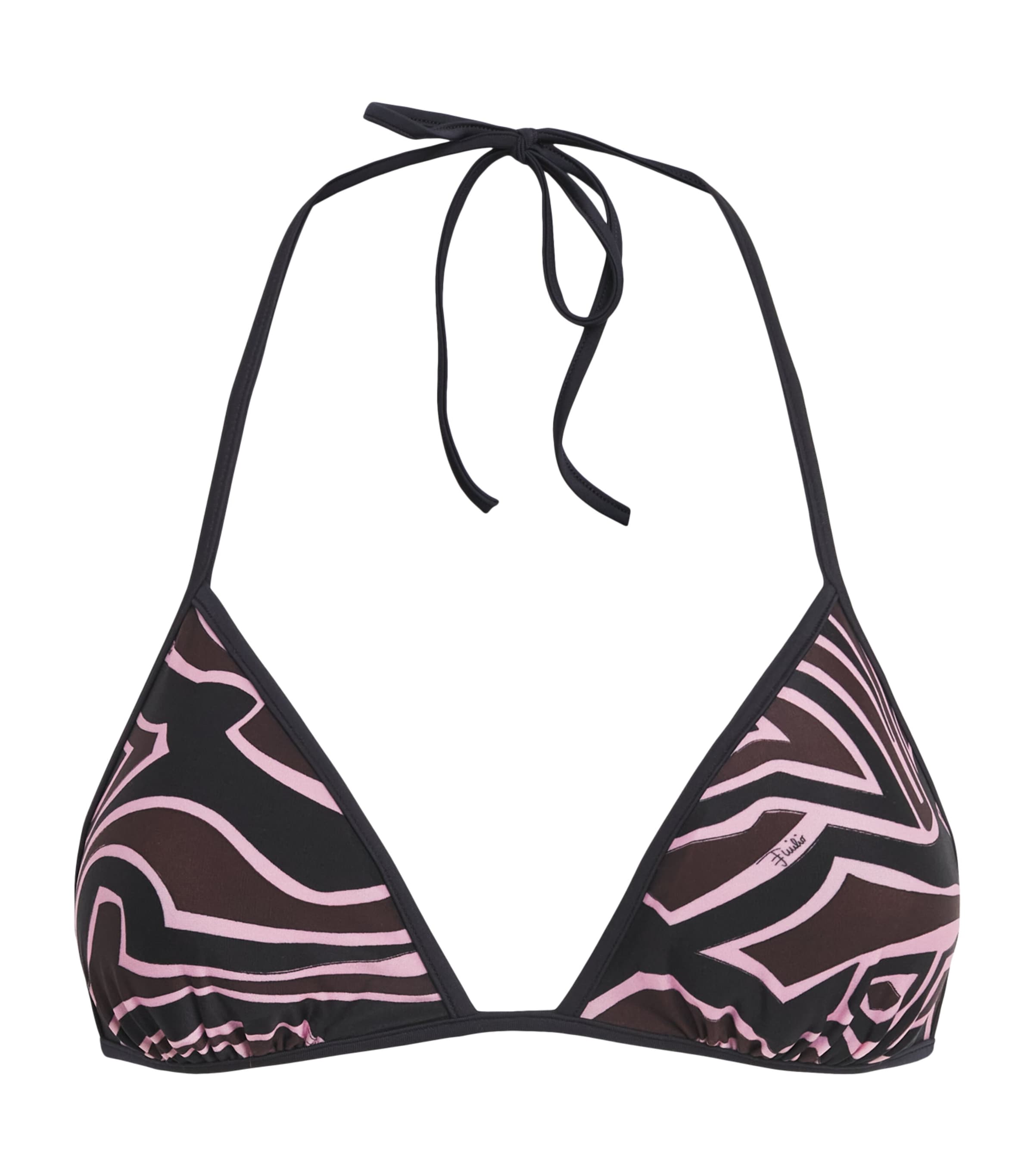 PUCCI Womens Labirinto Print Triangle Bikini Top Khaki Pink