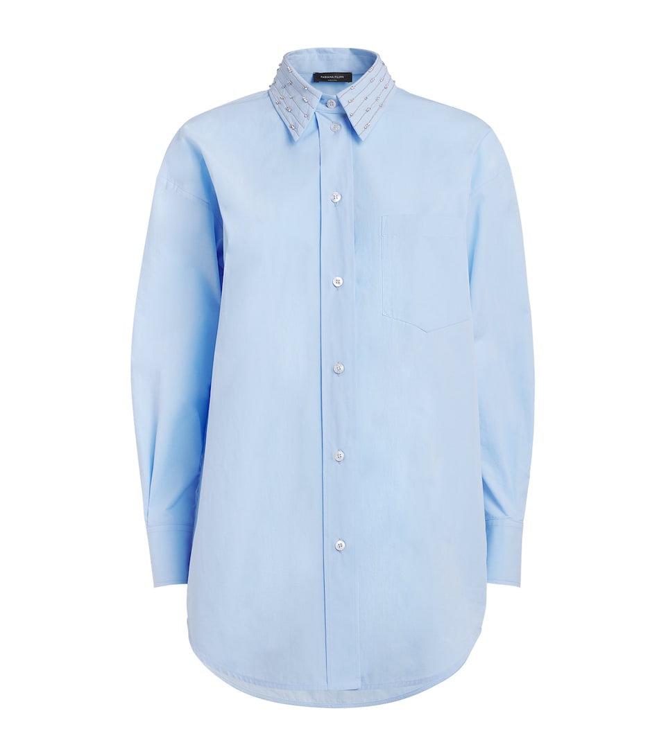 Embellished-Collar Boyfriend Shirt