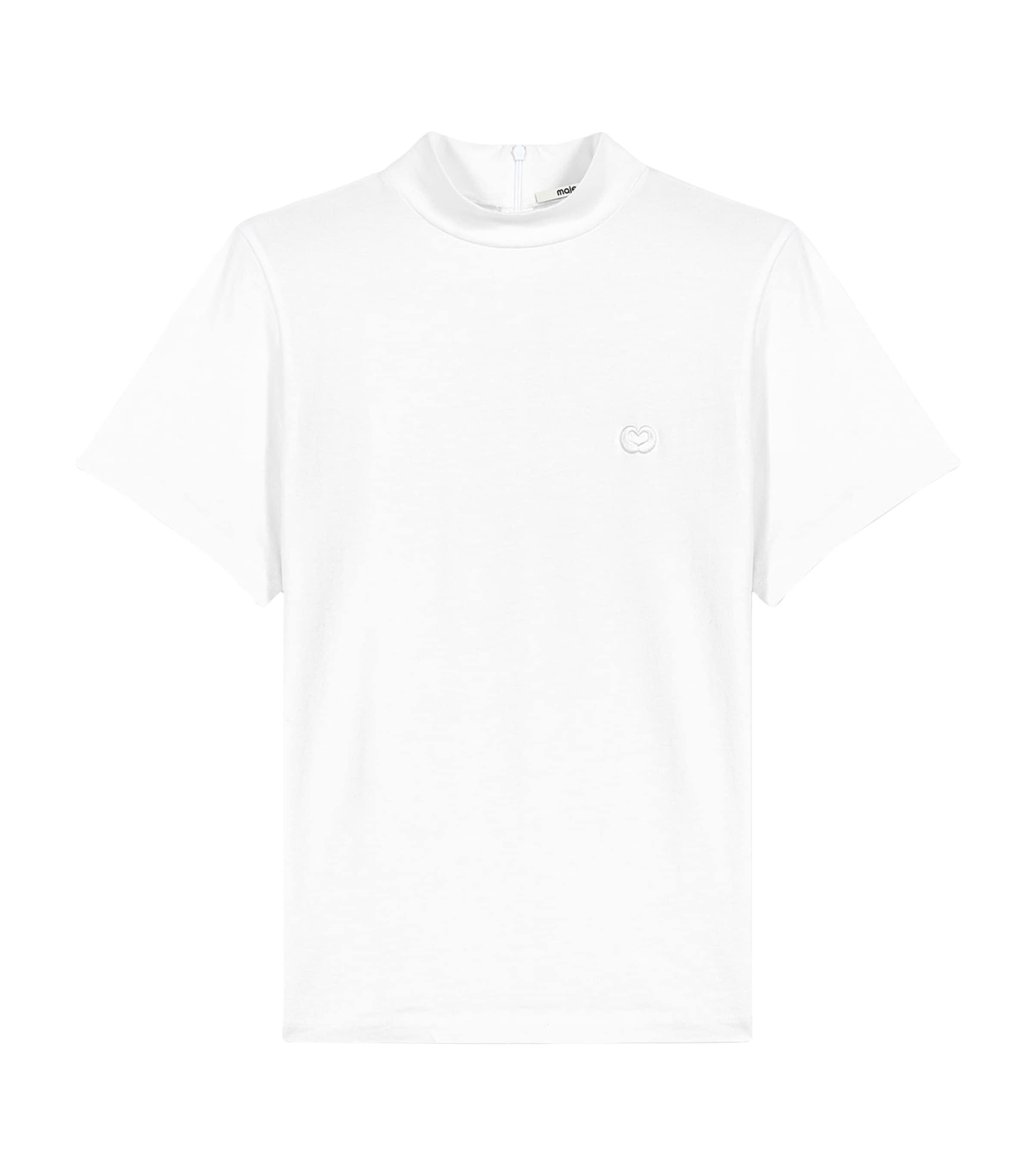 Maje Womens Funnel-Neck Zipped T-Shirt White