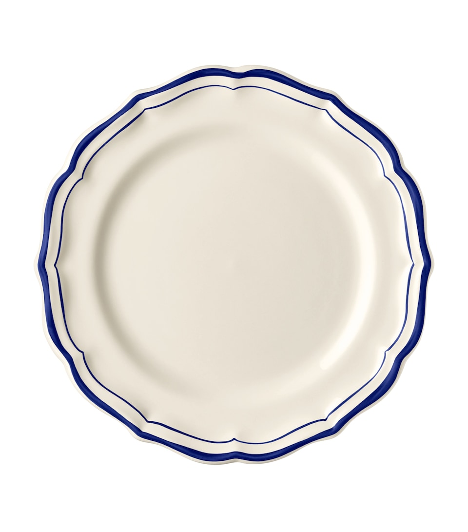 Gien Set of 4 Filet Dessert Plates (23cm) White, Blue