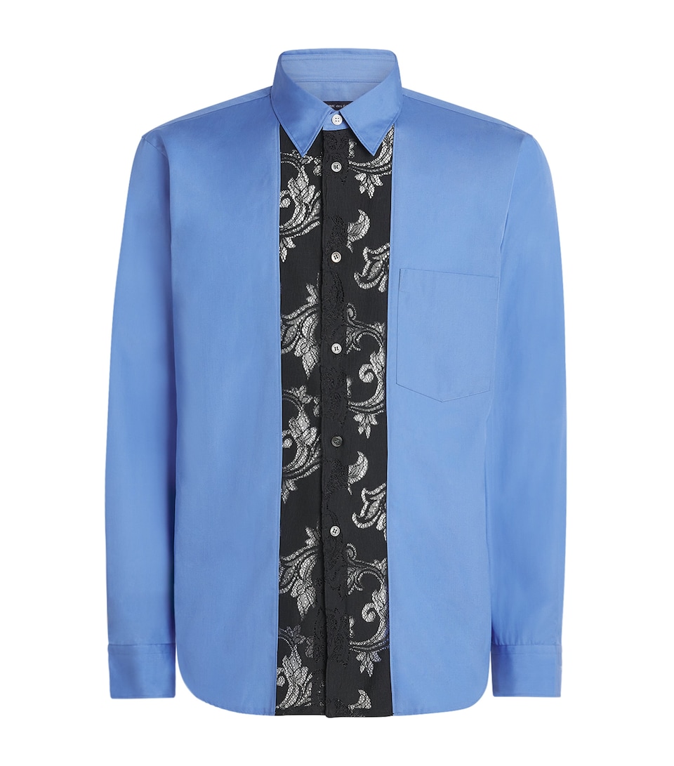 Comme Des Garçons Mens Cotton Lace-Detail Shirt Blue X Black