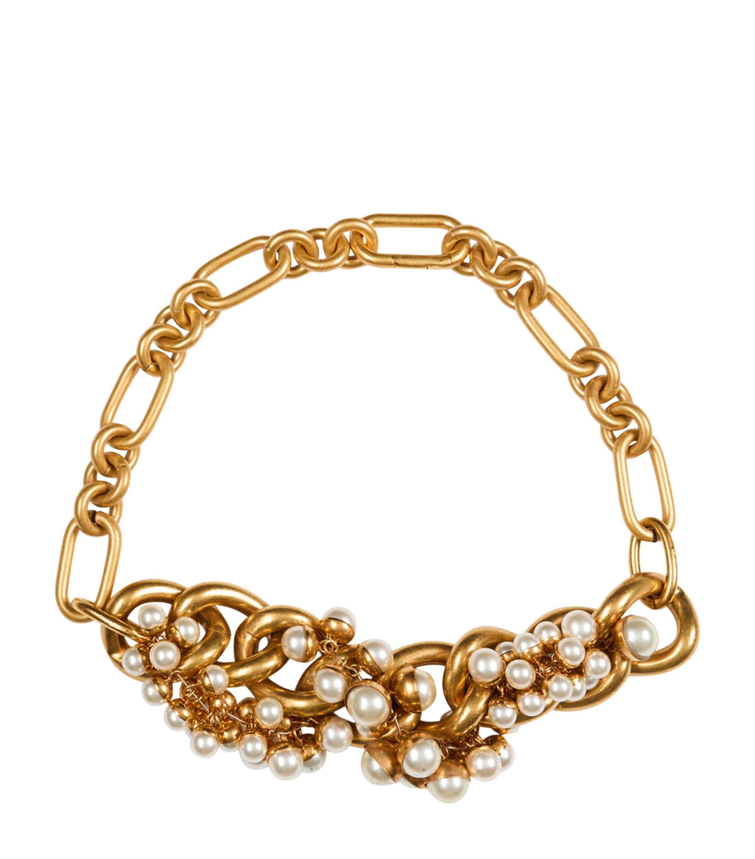 Balmain Embellished Sync Necklace Oro/perle
