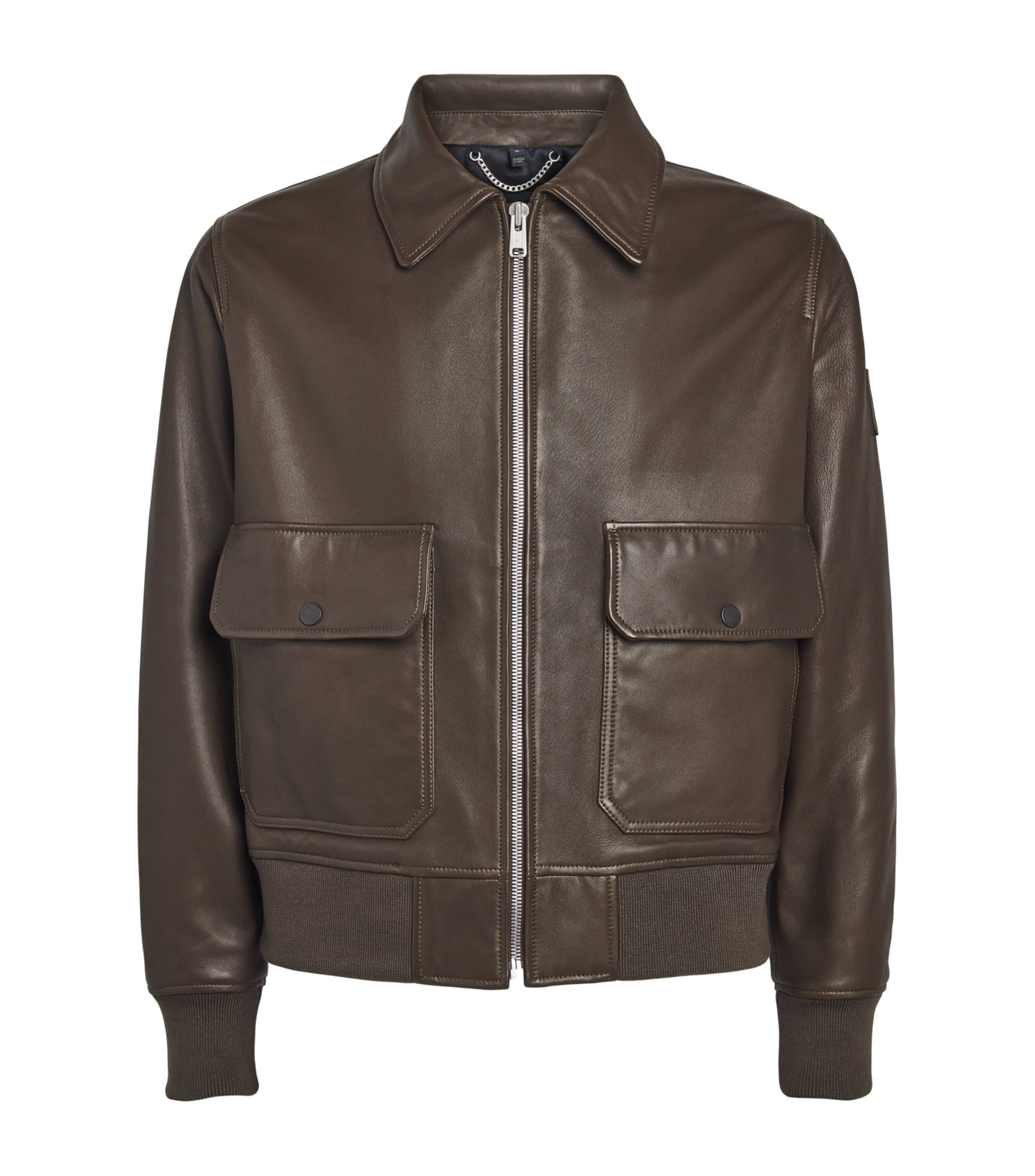 Belstaff Mens Leather Pilot Jacket Faded Olivefdoli