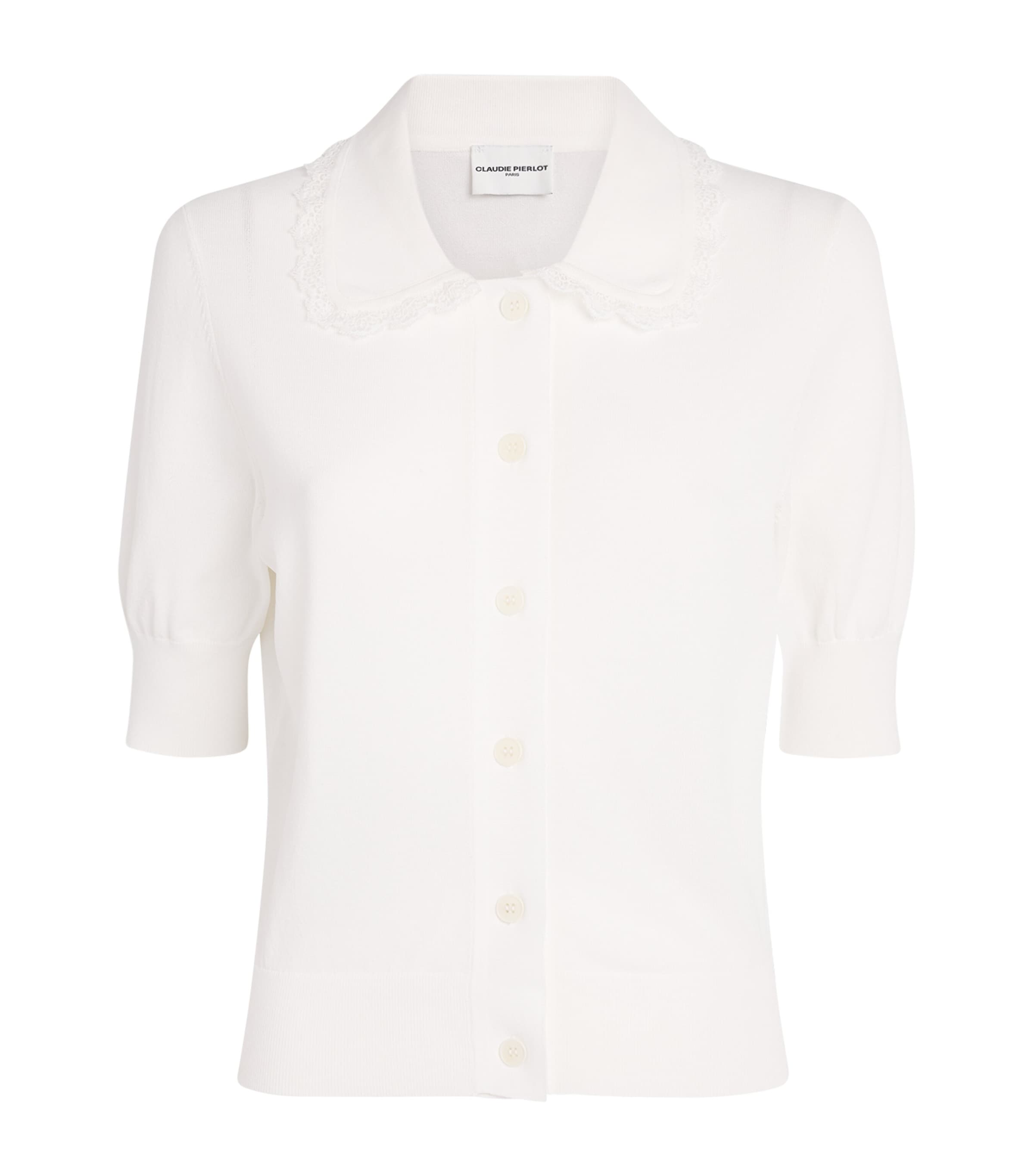 Claudie Pierlot Womens Lace-Trim Blouse Ecru