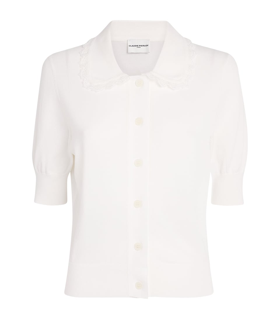 Claudie Pierlot Womens Lace-Trim Blouse Ecru