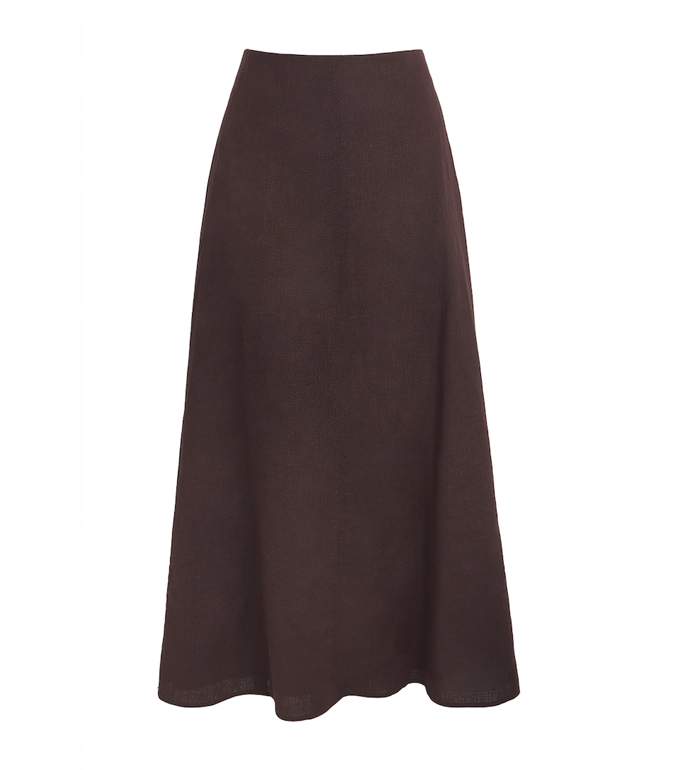 ME+EM Womens Linen-Blend Maxi Skirt Cocoa Brown