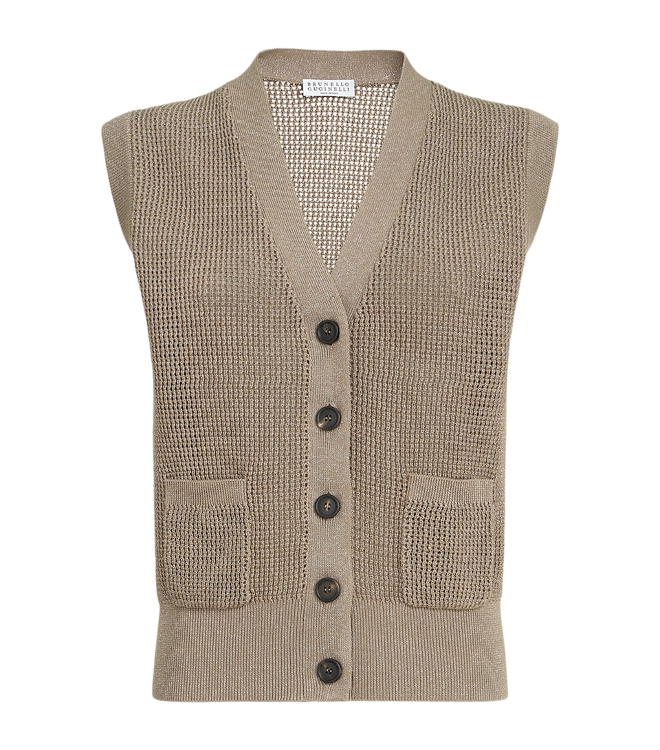 Cotton-Blend Sleeveless Cardigan