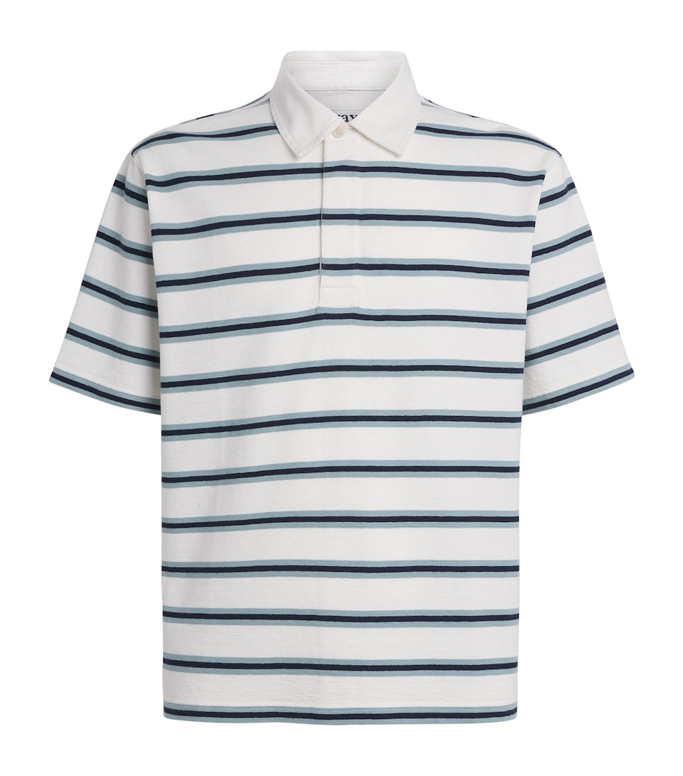 Wax London Mens Organic Cotton Stripe Redman Polo Shirt Ecru / Stripe