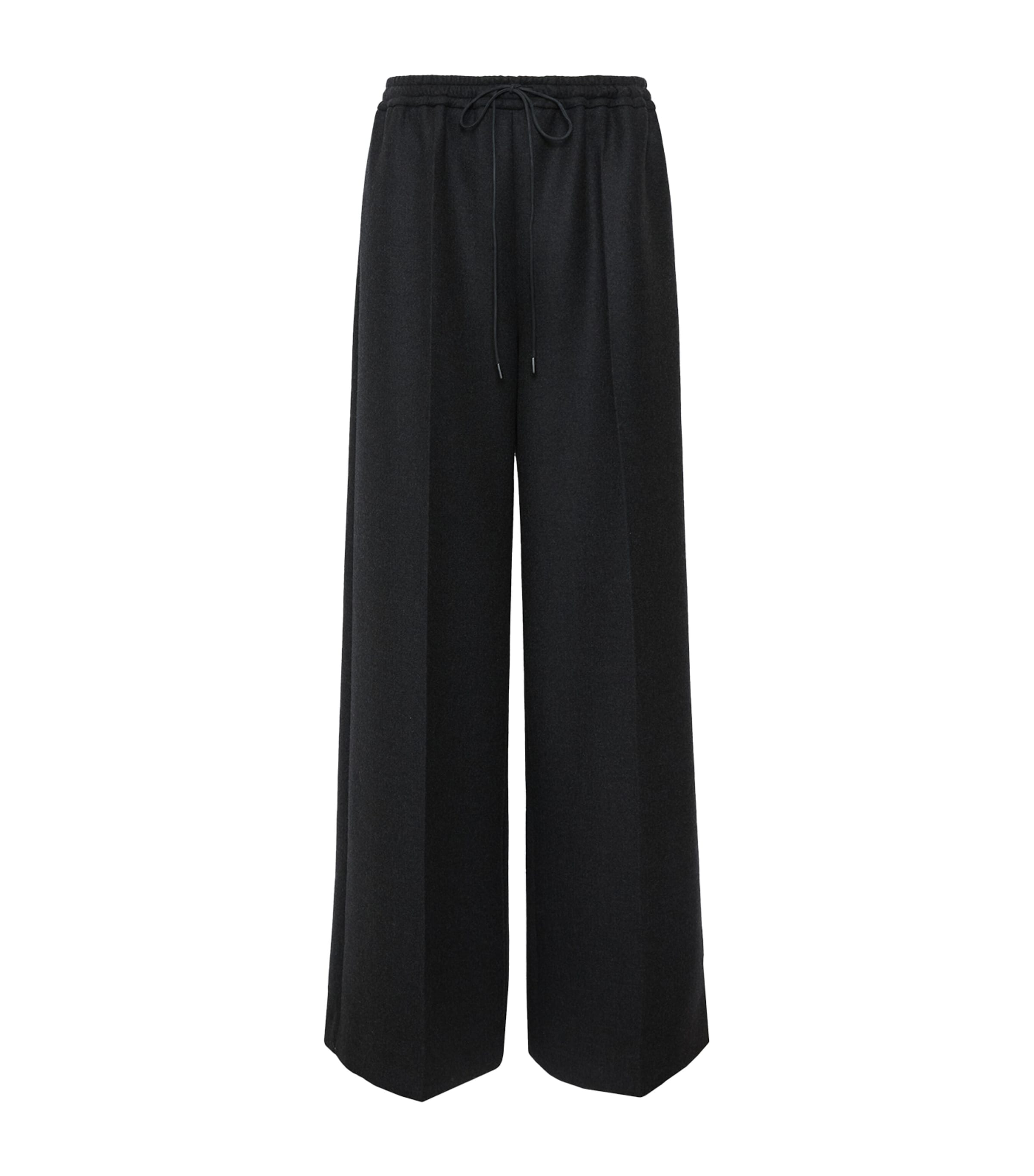 Max Mara Womens Stretch-Virgin Wool Drawstring Trousers Dark Grey