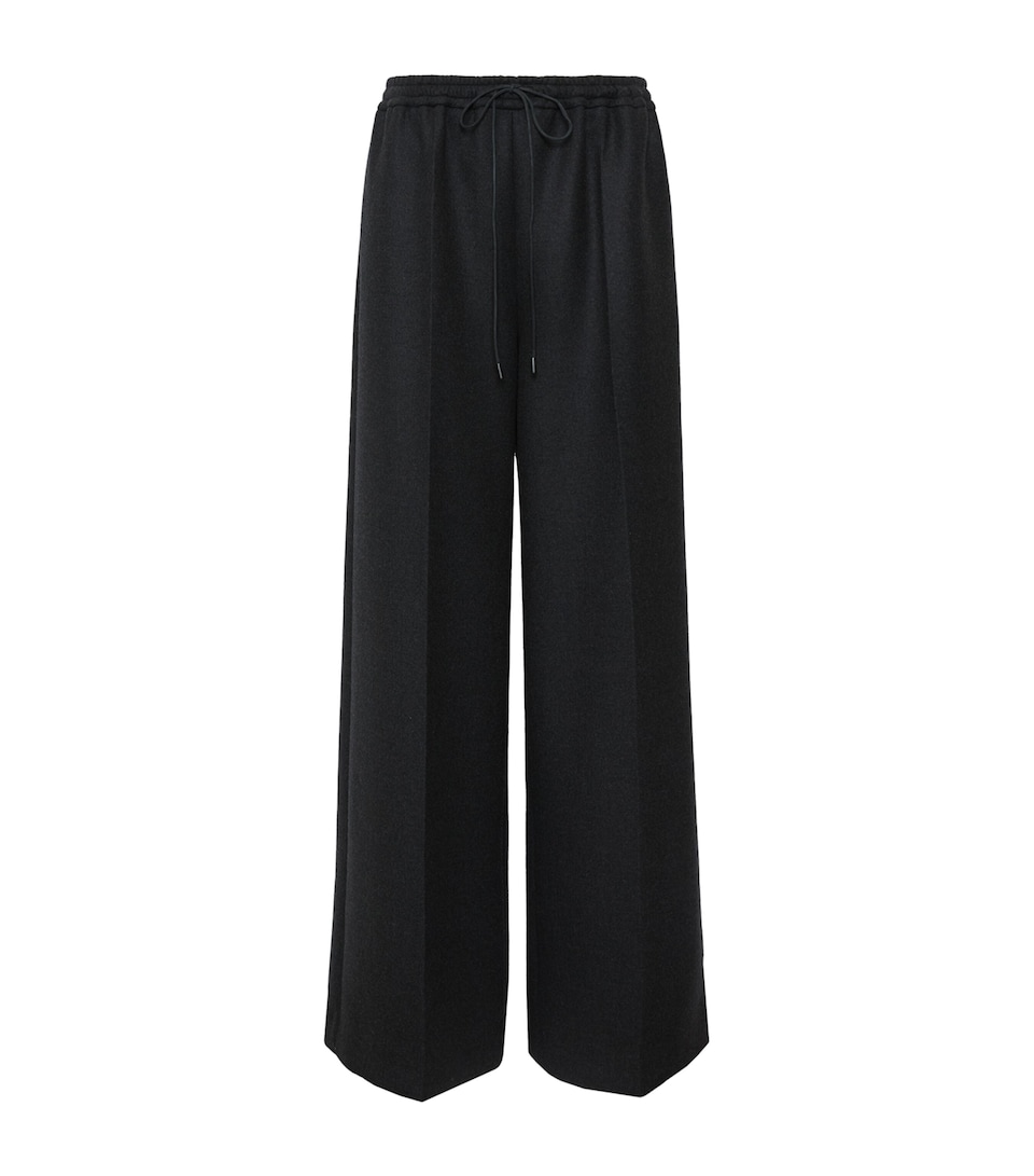 Max Mara Womens Stretch-Virgin Wool Drawstring Trousers Dark Grey