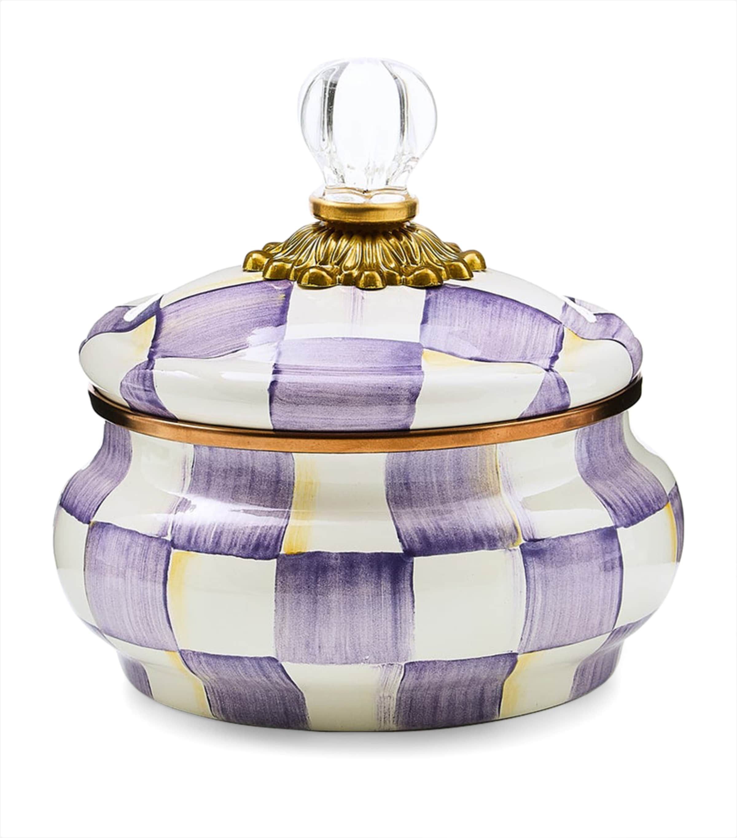 Violet Check Squashed Pot (12cm)