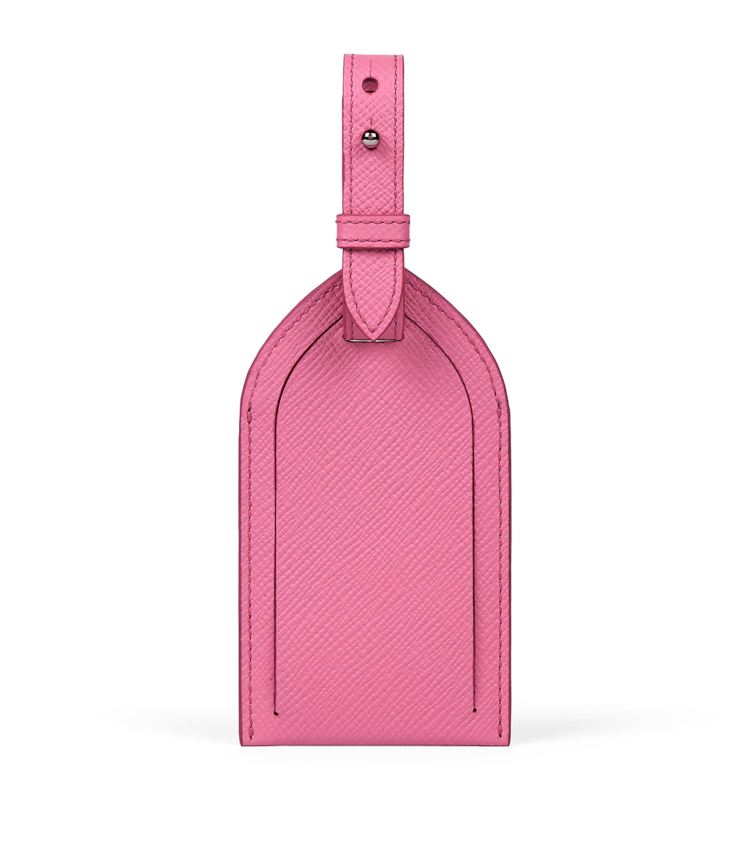 Smythson Panama Leather Luggage Tag Flamingo