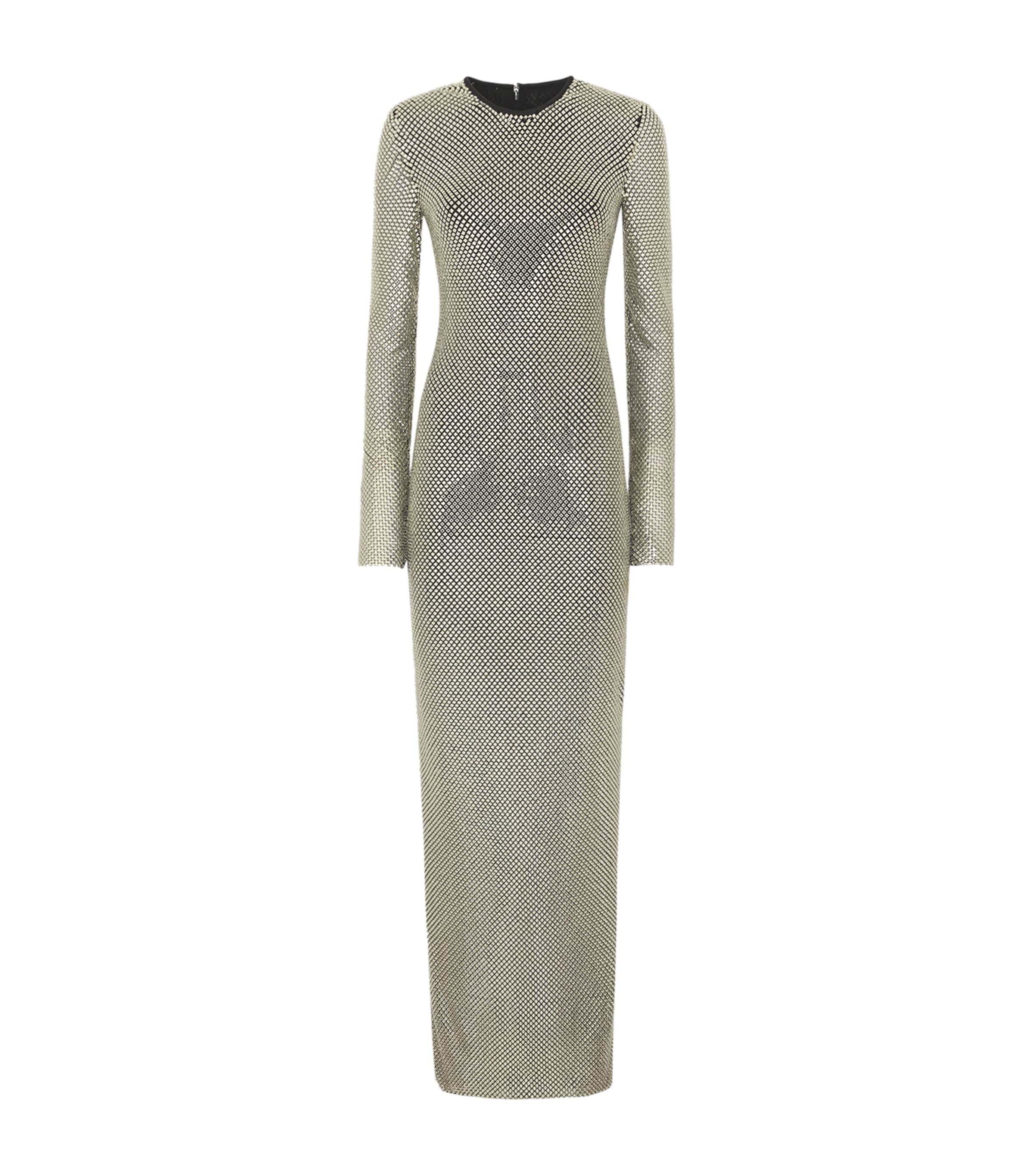 Dolce&Gabbana Womens Crystal-Embellished Maxi Dress Gold